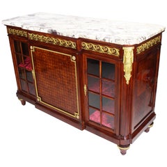 A French 19th-20th C. Louis XVI Style Gilt-Bronze-Mounted Commode Vitrine Server