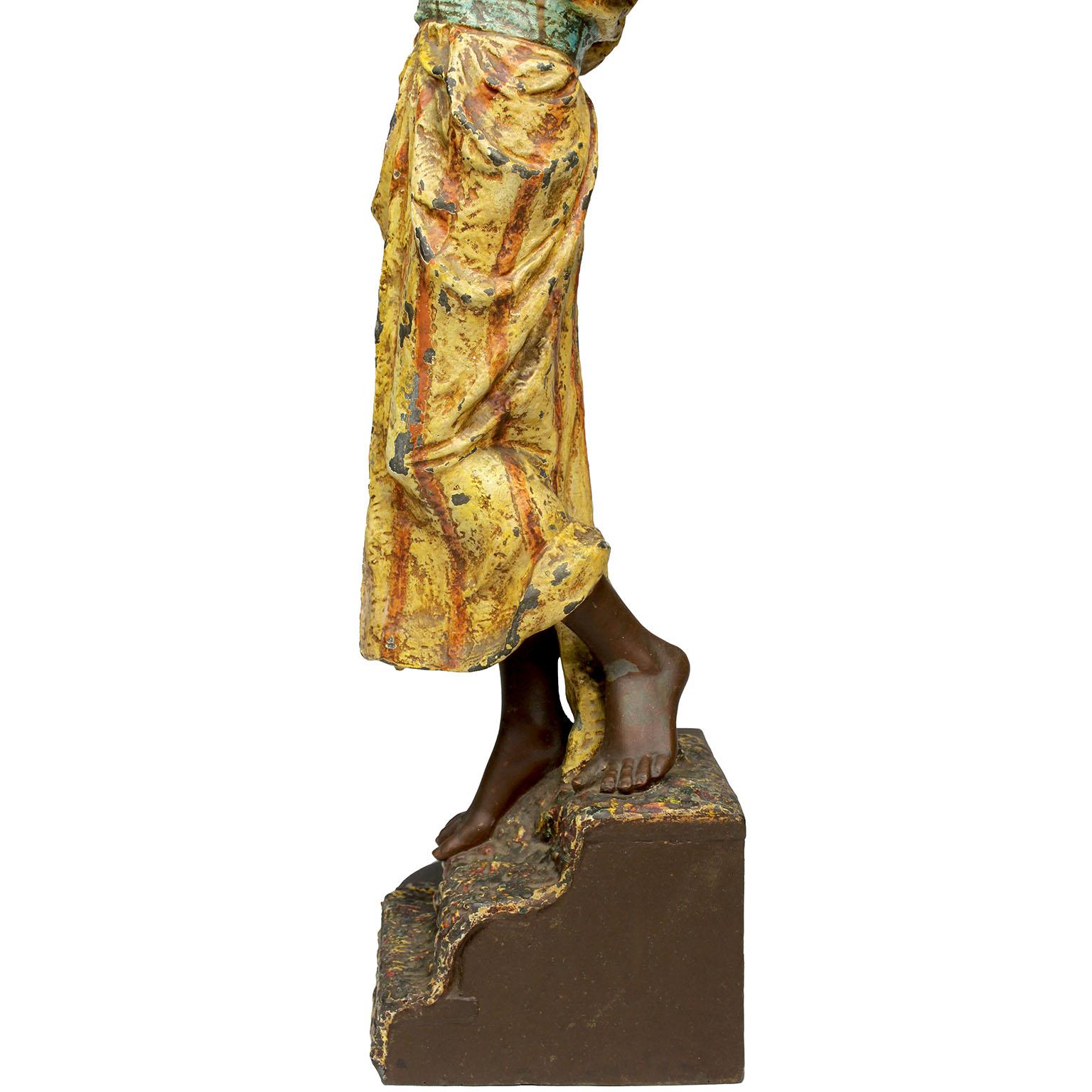 A French 19th-20th C. Orientalist Spelter Lamp of an Arab - Middle-Easten Man For Sale 2
