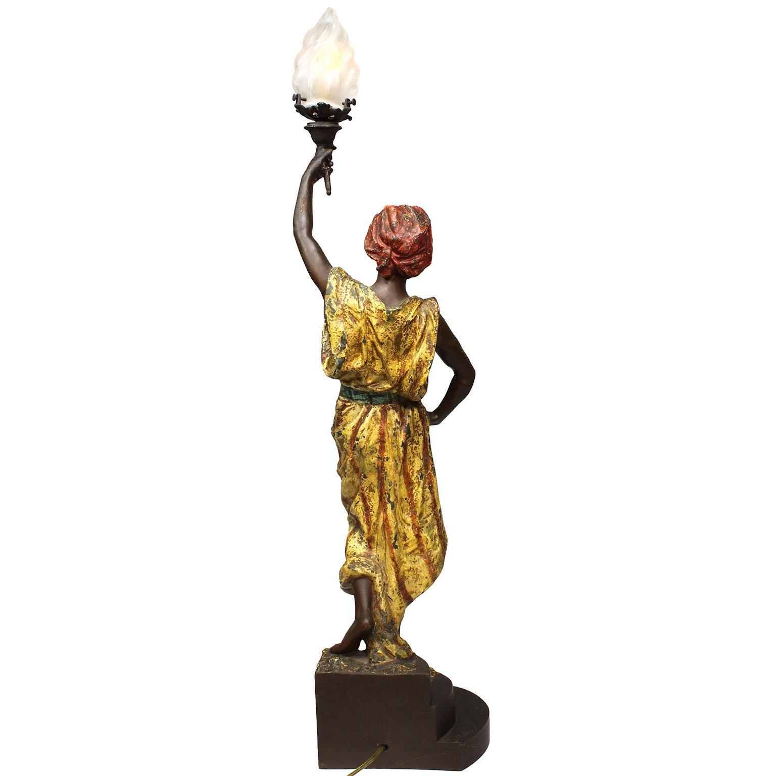 Early 20th Century A French 19th-20th C. Orientalist Spelter Lamp of an Arab - Middle-Easten Man For Sale