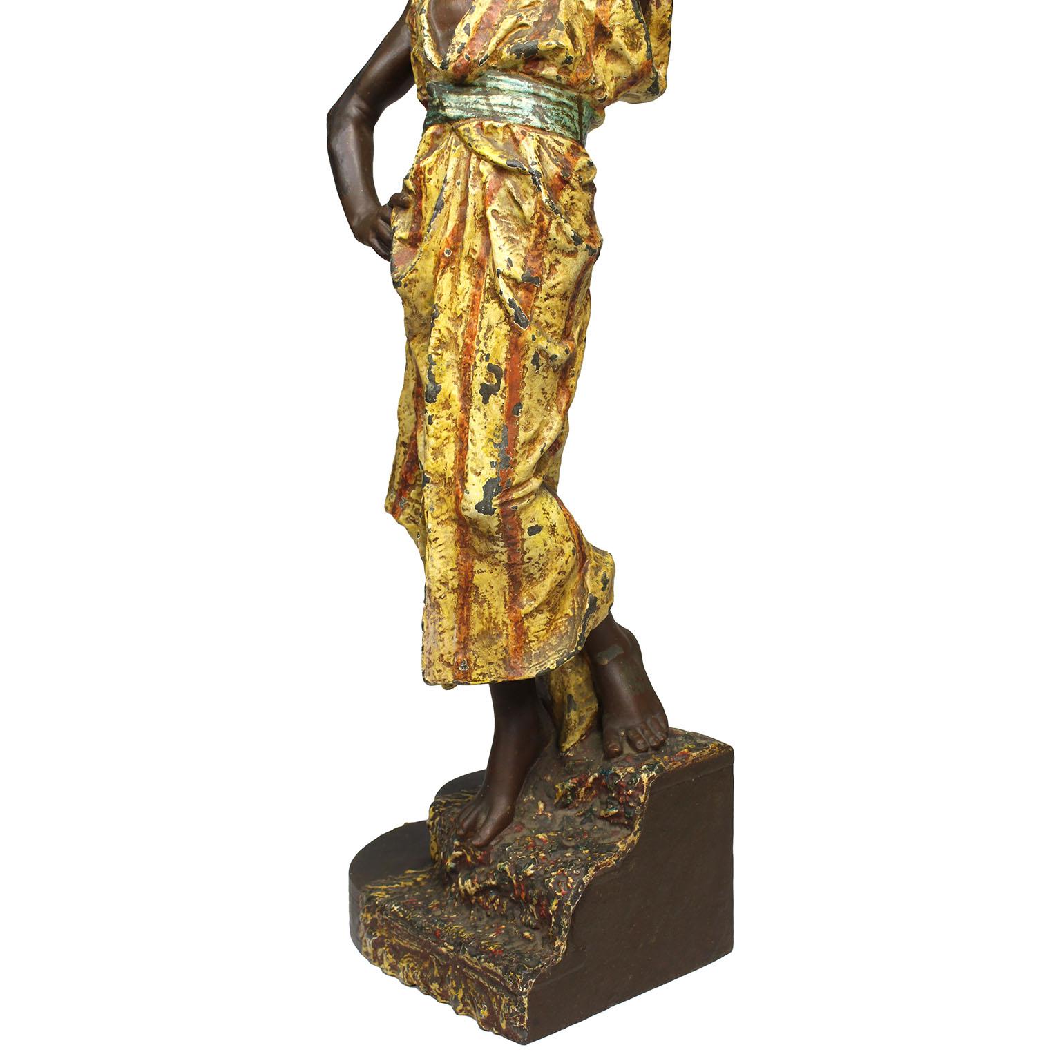 A French 19th-20th C. Orientalist Spelter Lamp of an Arab - Middle-Easten Man For Sale 1