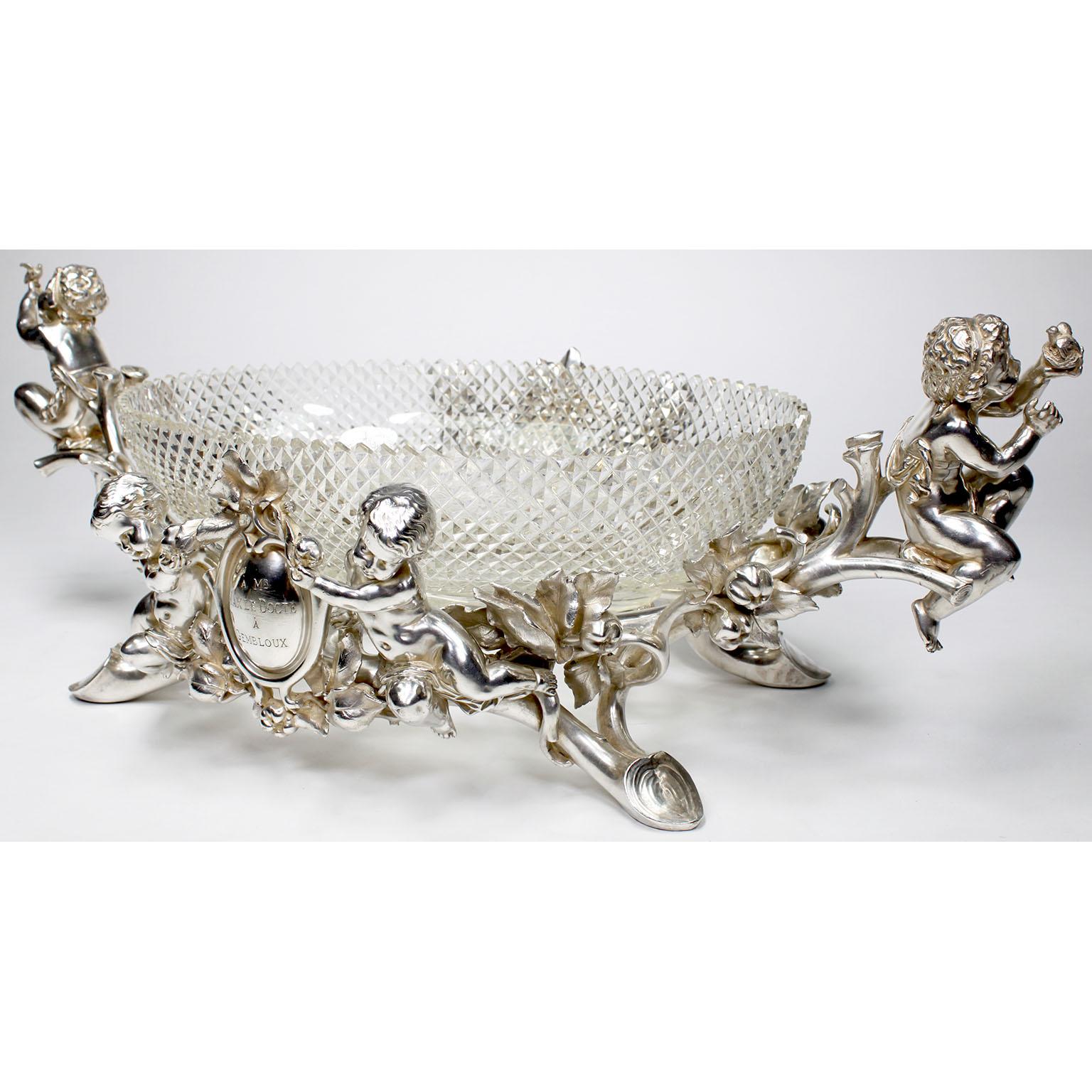 Silvered French 19th/20th Century Louis XV Style Christofle & Cie Figural Centerpiece For Sale