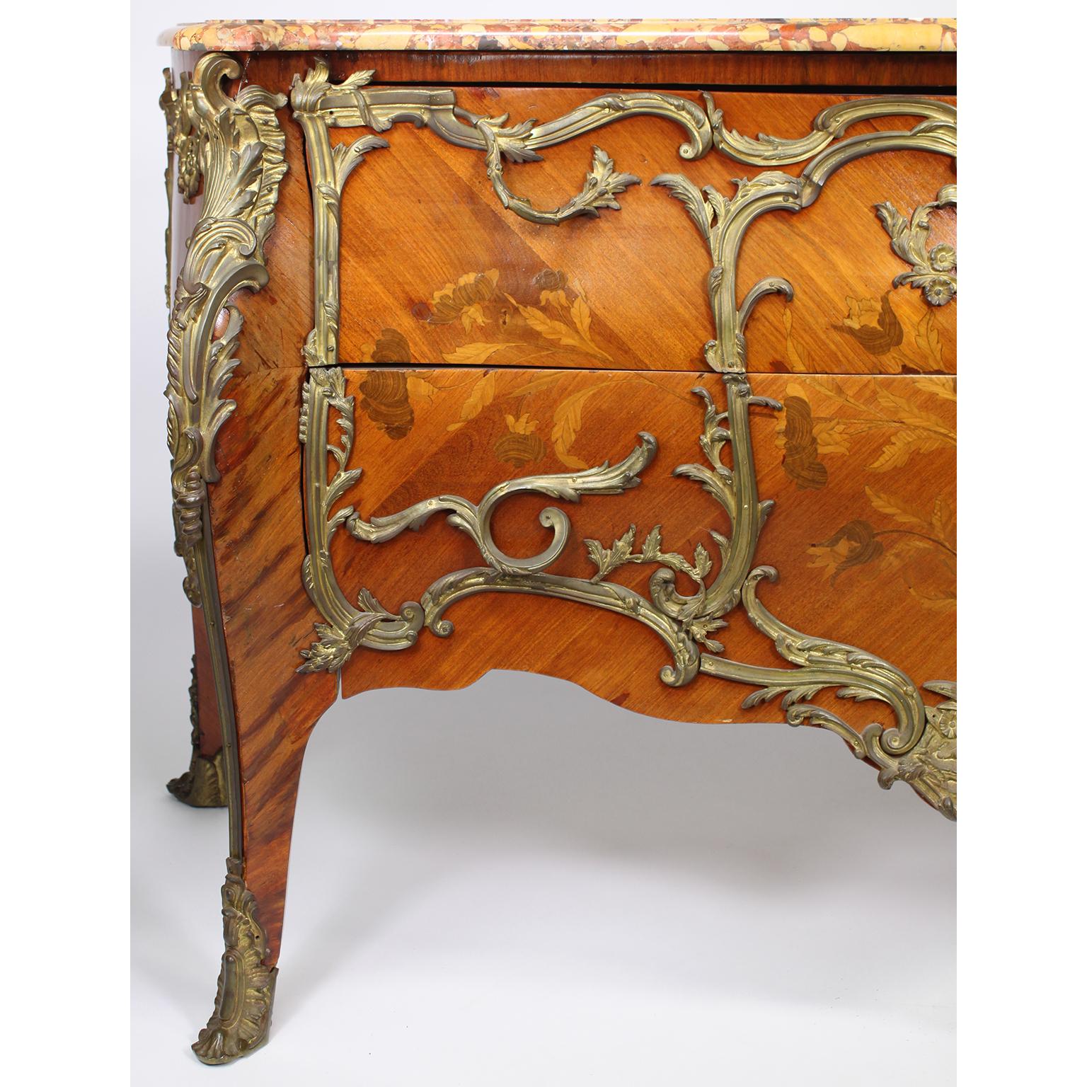 Early 20th Century French 19th/20th Century Louis XV Style Gilt-Bronze Mounted Commode Marble Top For Sale