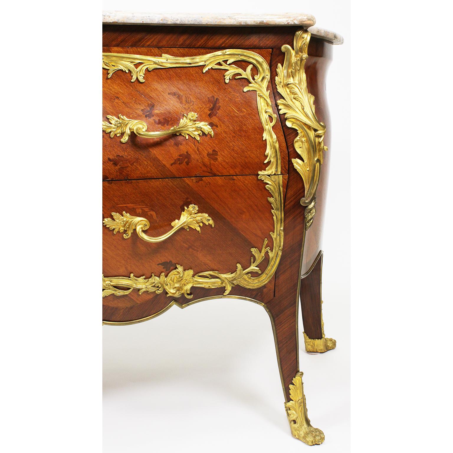 Early 20th Century French 19th-20th Century Louis XV Style Gilt-Bronze Mounted Marquetry Commode For Sale