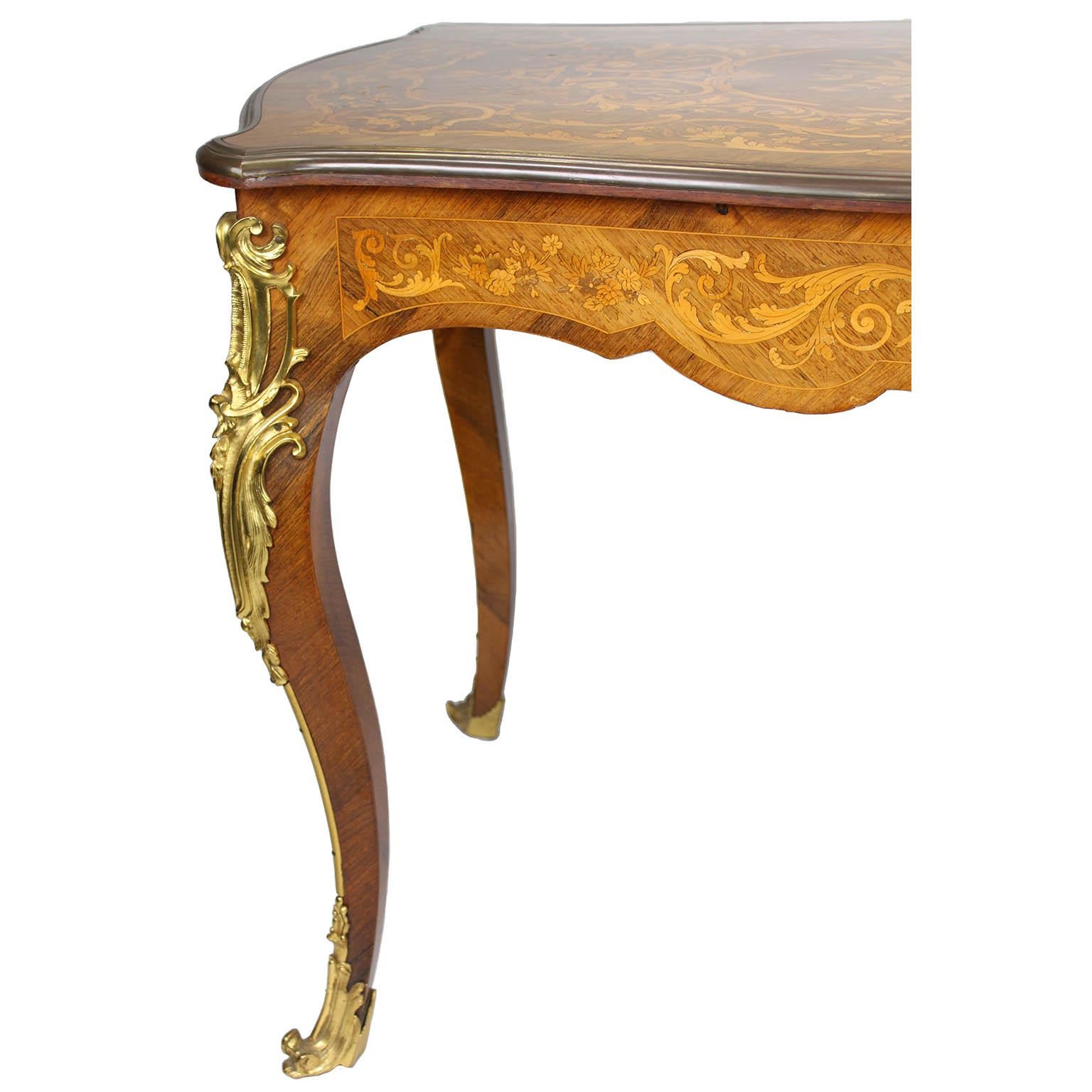 A French 19th/20th Century Louis XV Style Tulipwood Marquetry Writing Table/Desk For Sale 5
