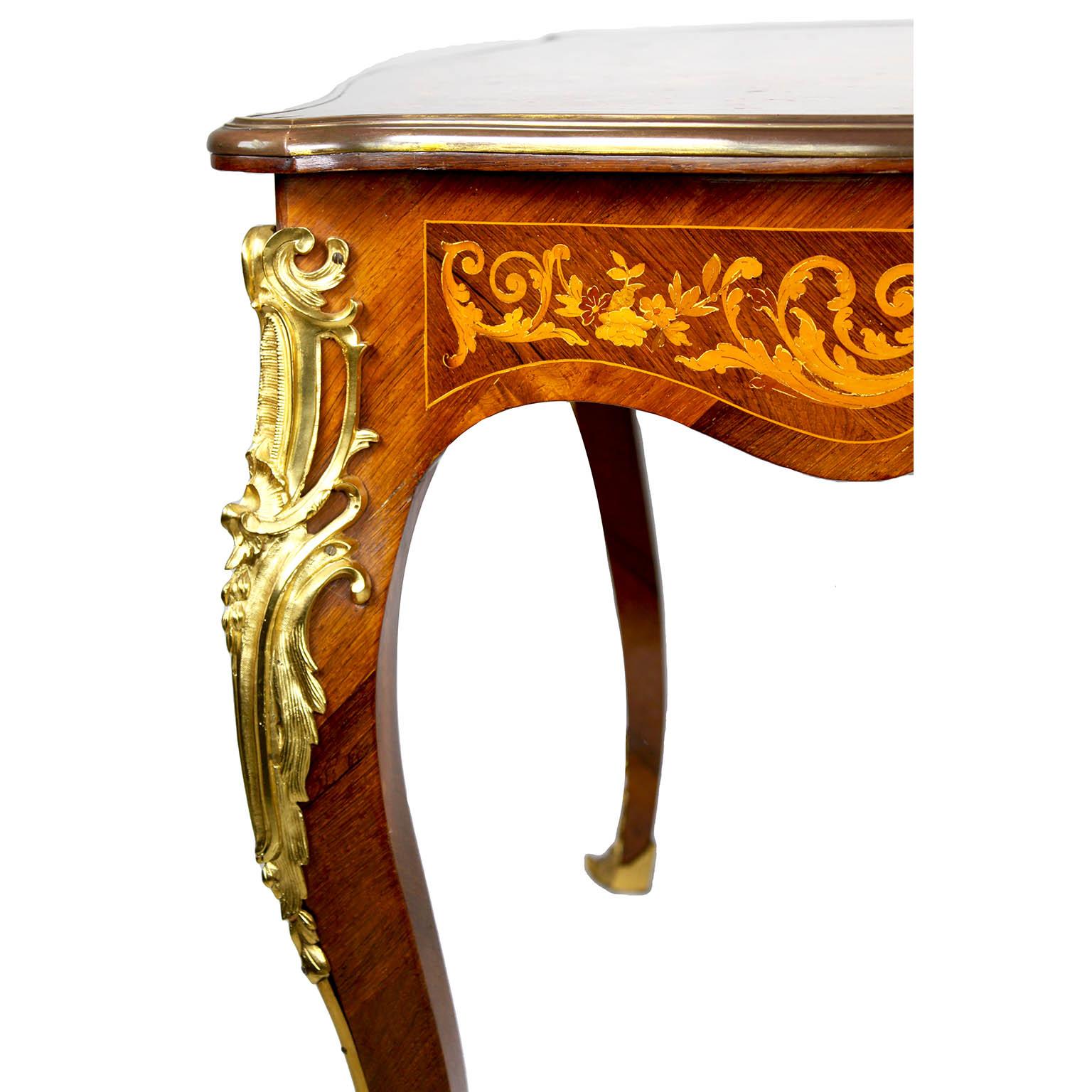A French 19th/20th Century Louis XV Style Tulipwood Marquetry Writing Table/Desk For Sale 11