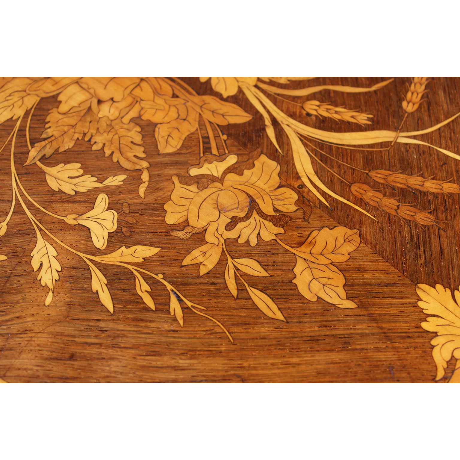 A French 19th/20th Century Louis XV Style Tulipwood Marquetry Writing Table/Desk For Sale 12