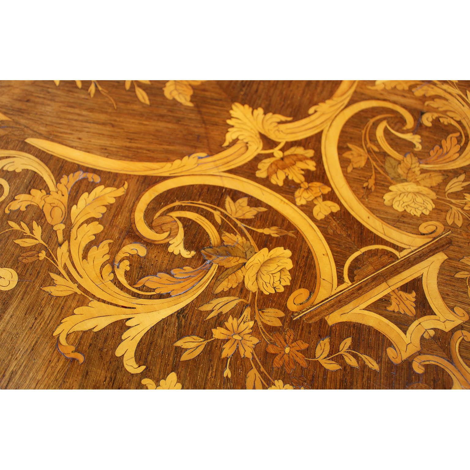 A French 19th/20th Century Louis XV Style Tulipwood Marquetry Writing Table/Desk For Sale 13
