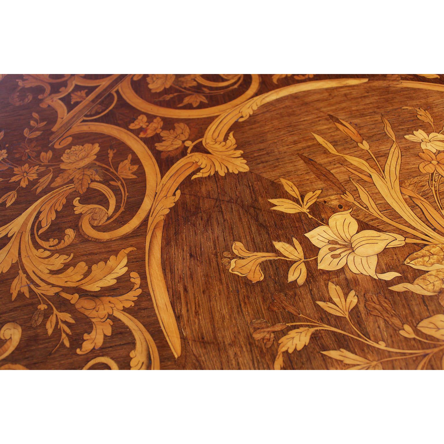 A French 19th/20th Century Louis XV Style Tulipwood Marquetry Writing Table/Desk For Sale 14