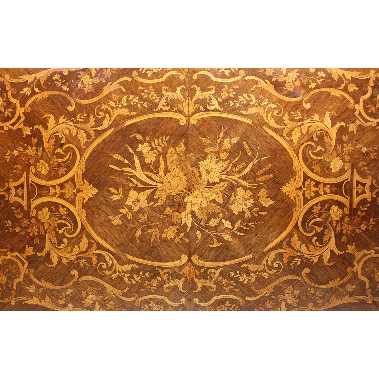 A French 19th/20th Century Louis XV Style Tulipwood Marquetry Writing Table/Desk For Sale 1