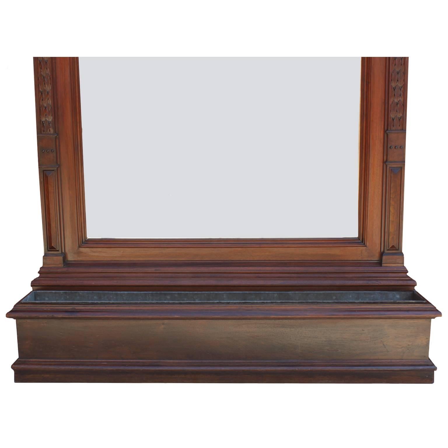 Early 20th Century French 19th-20th Century Louis XVI Style Carved Mahogany Architectural Mirror