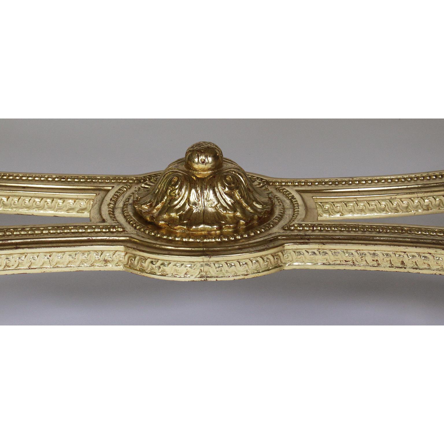 Französisch 19-20. Jahrhundert Louis XVI Stil Giltwood geschnitzt Center Tisch Marmor  im Angebot 5
