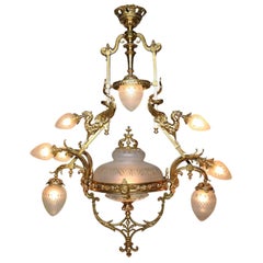 A French 19th-20th Century Neoclassical Style Gilt-Bronze Dragon Chandelier