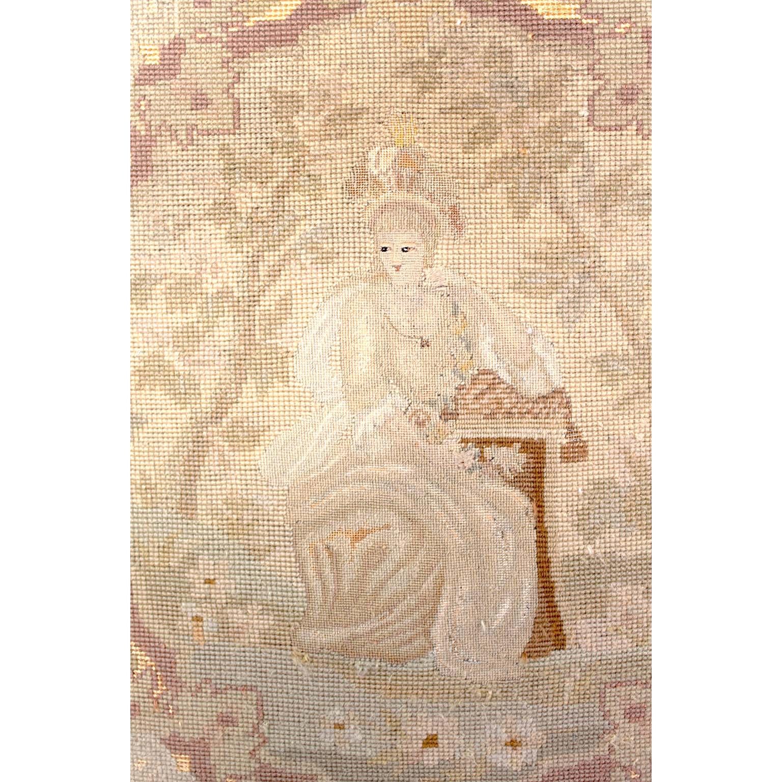 Sillón trono francés del siglo XIX, estilo renacimiento barroco, de nogal tallado con punto de aguja Francés en venta