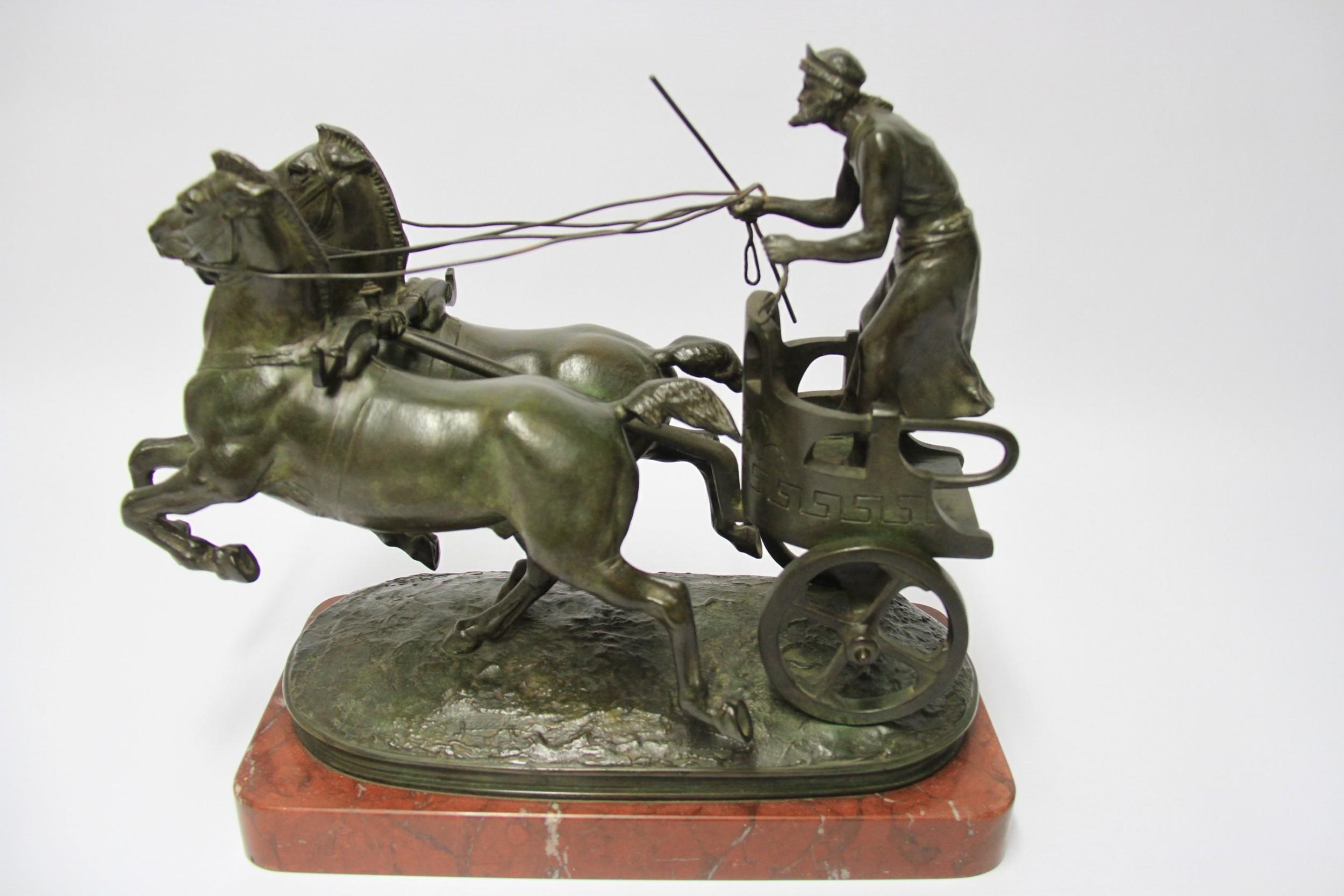 Greek French 19th Century Bronze Sculpture of a Grecian Charioteer by Emmanuel Fremiet For Sale