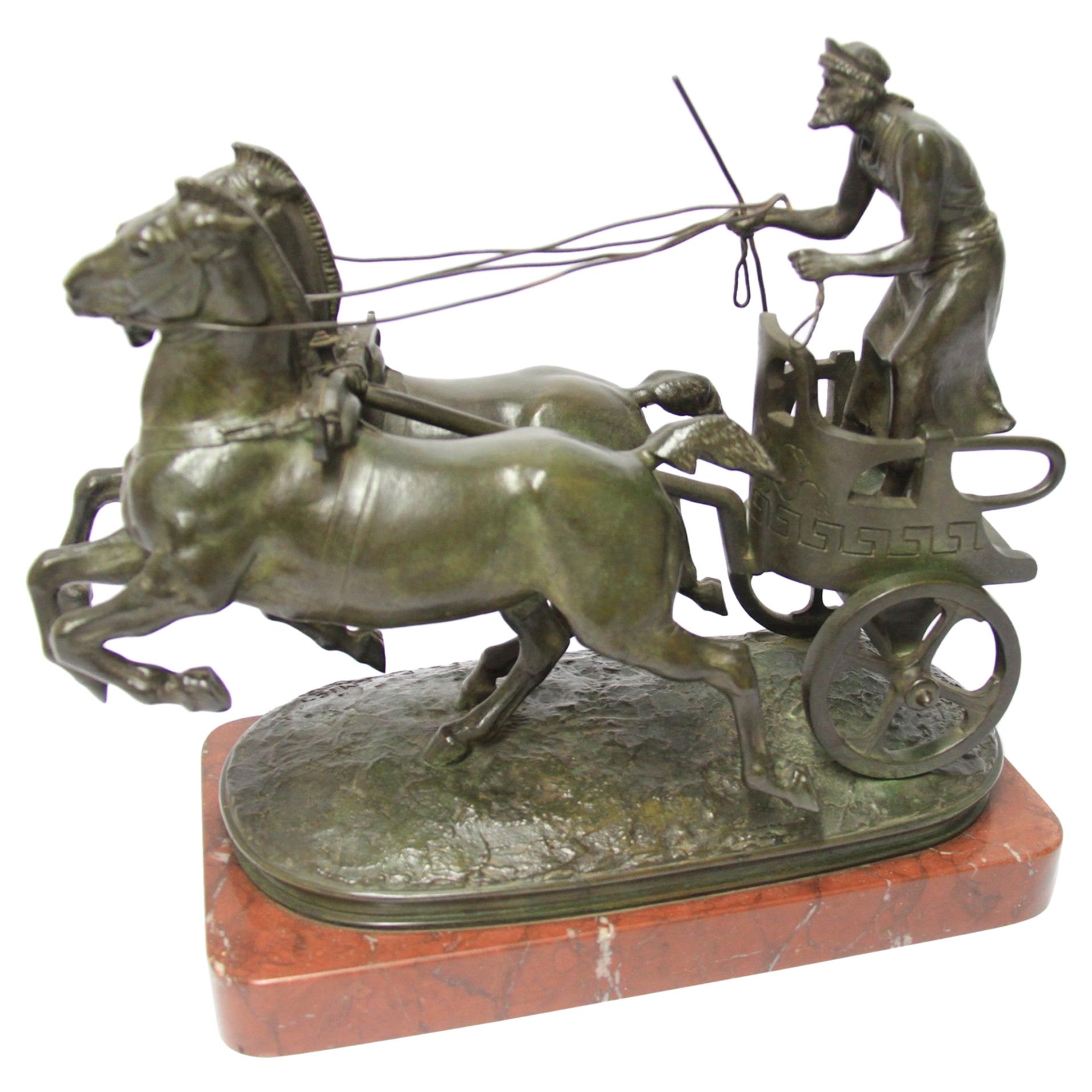 French 19th Century Bronze Sculpture of a Grecian Charioteer by Emmanuel Fremiet For Sale