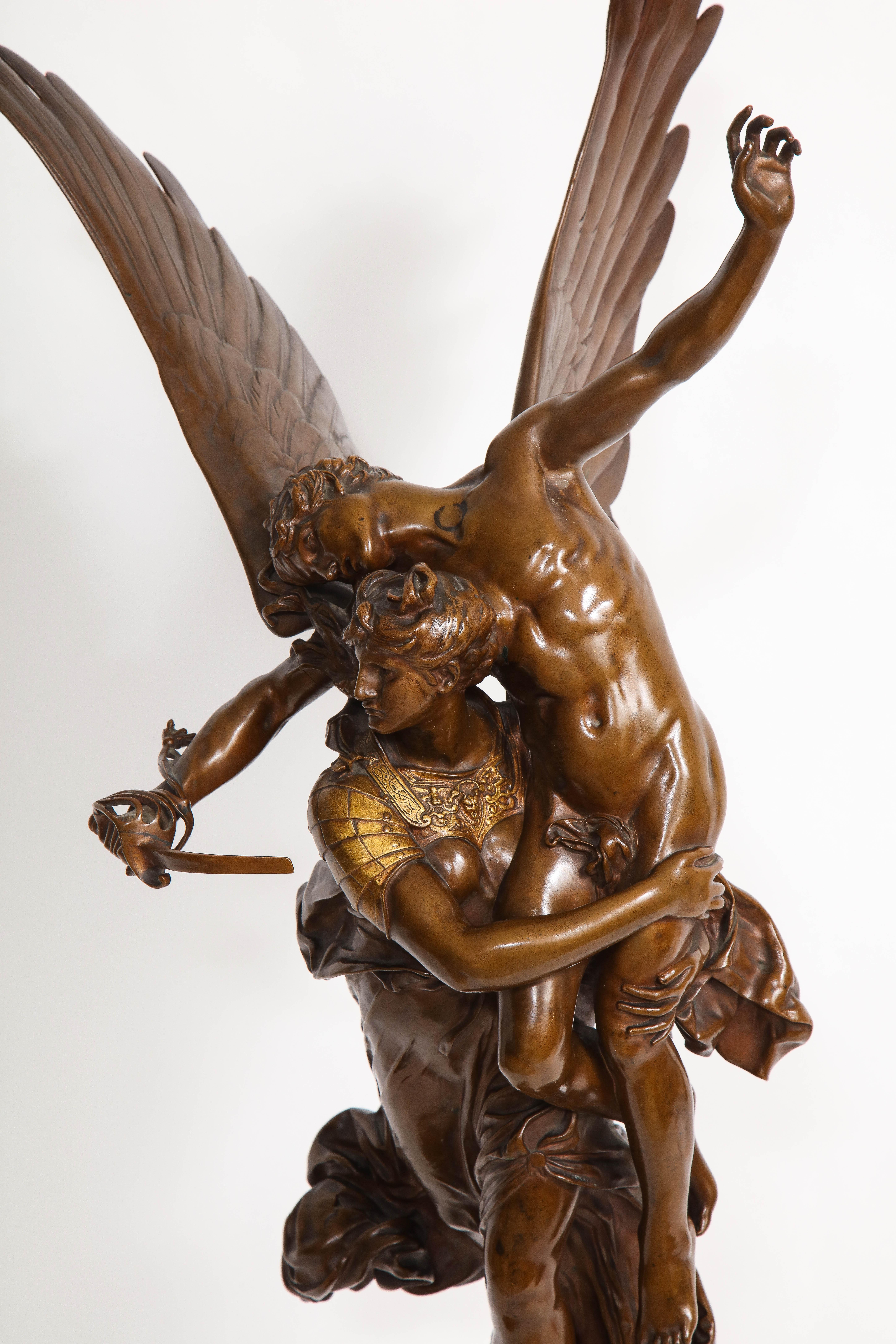 Französische vergoldete und patinierte Bronzegruppe der Gloria Victis aus dem 19. Jahrhundert von A. Mercie im Angebot 4