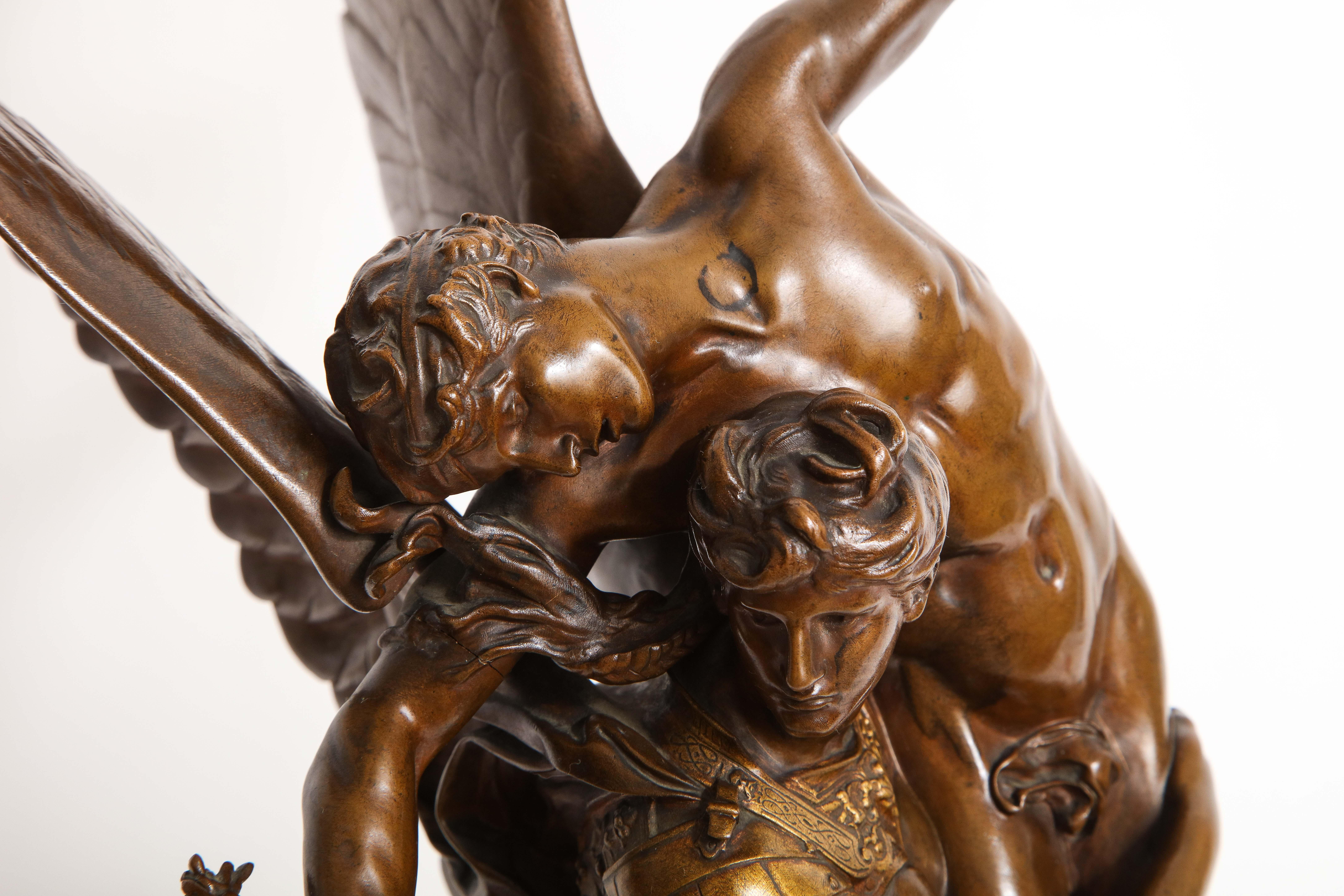 Französische vergoldete und patinierte Bronzegruppe der Gloria Victis aus dem 19. Jahrhundert von A. Mercie im Angebot 5