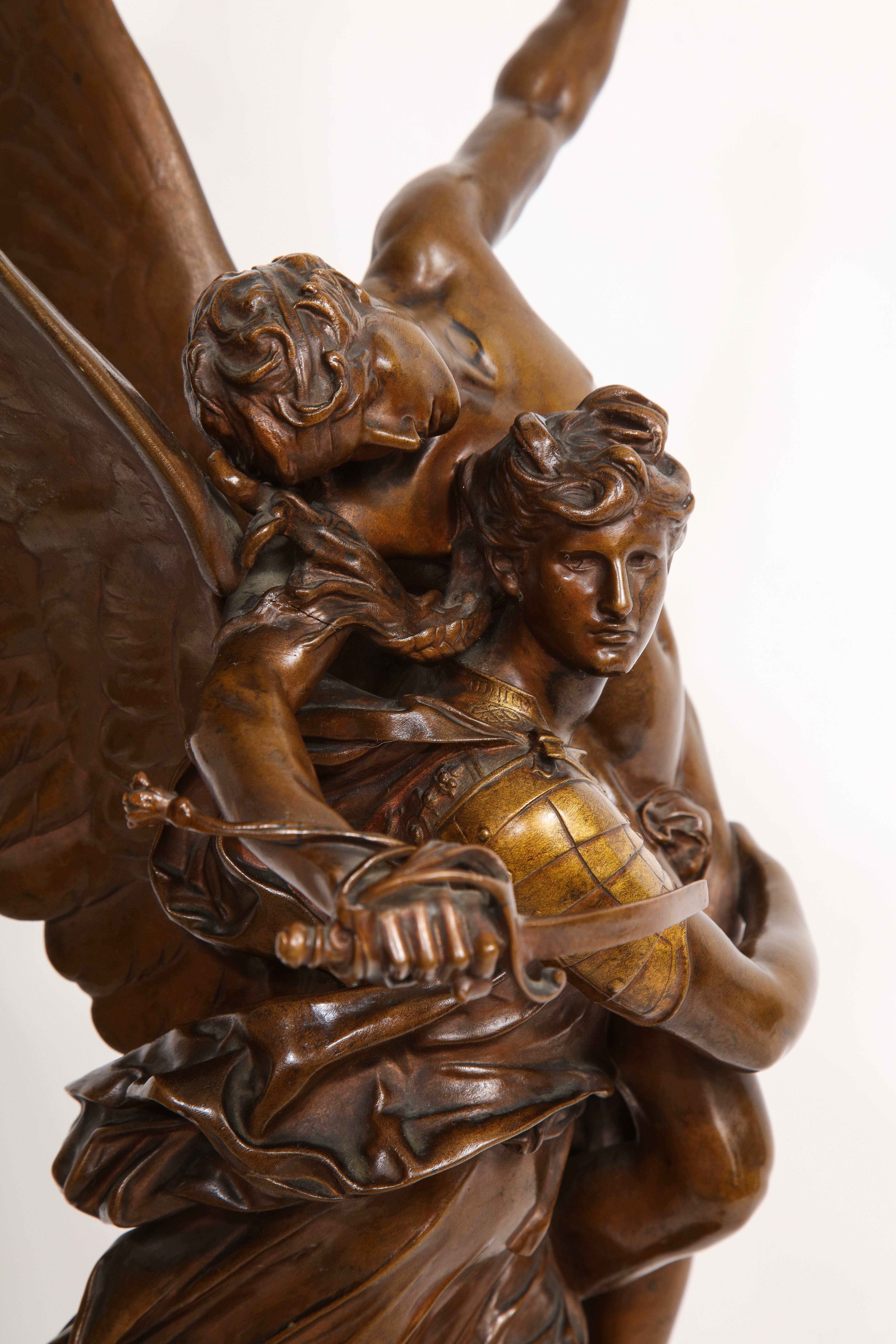 Französische vergoldete und patinierte Bronzegruppe der Gloria Victis aus dem 19. Jahrhundert von A. Mercie im Angebot 7