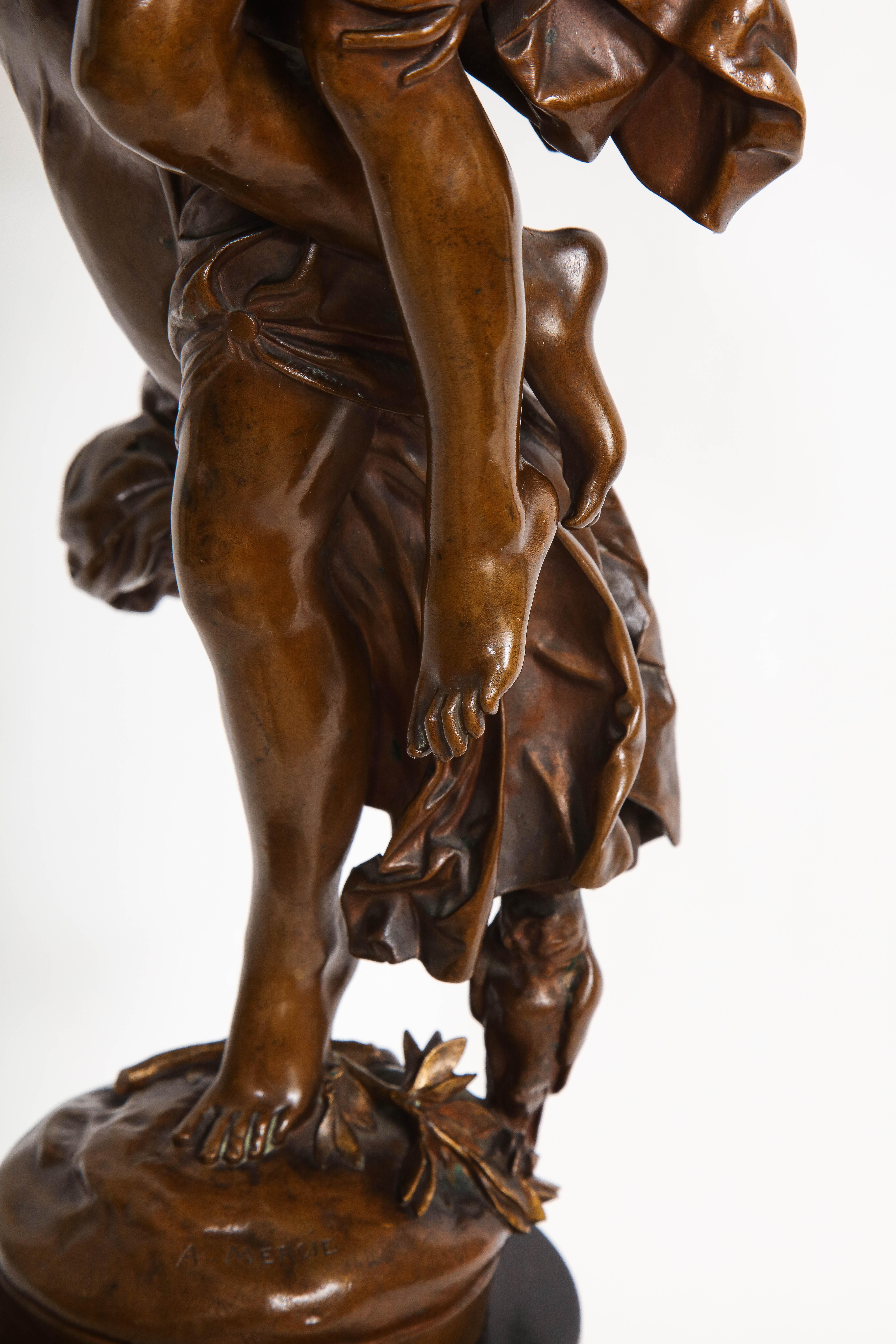 Französische vergoldete und patinierte Bronzegruppe der Gloria Victis aus dem 19. Jahrhundert von A. Mercie im Angebot 8