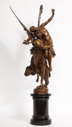 French 19th C Gilt and Patinated Bronze Group of Gloria Victis, by A. Mercie