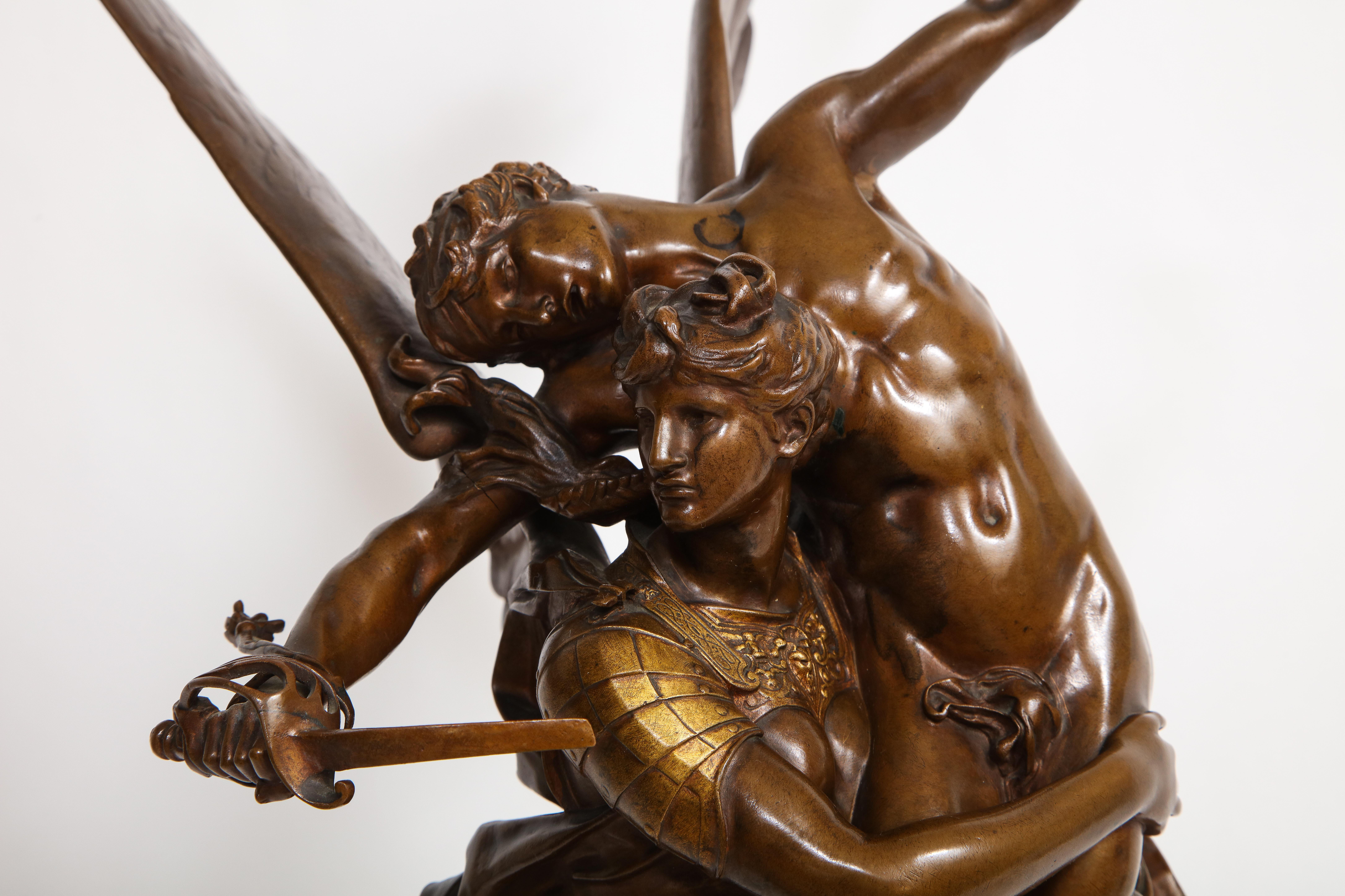 Französische vergoldete und patinierte Bronzegruppe der Gloria Victis aus dem 19. Jahrhundert von A. Mercie im Angebot 3
