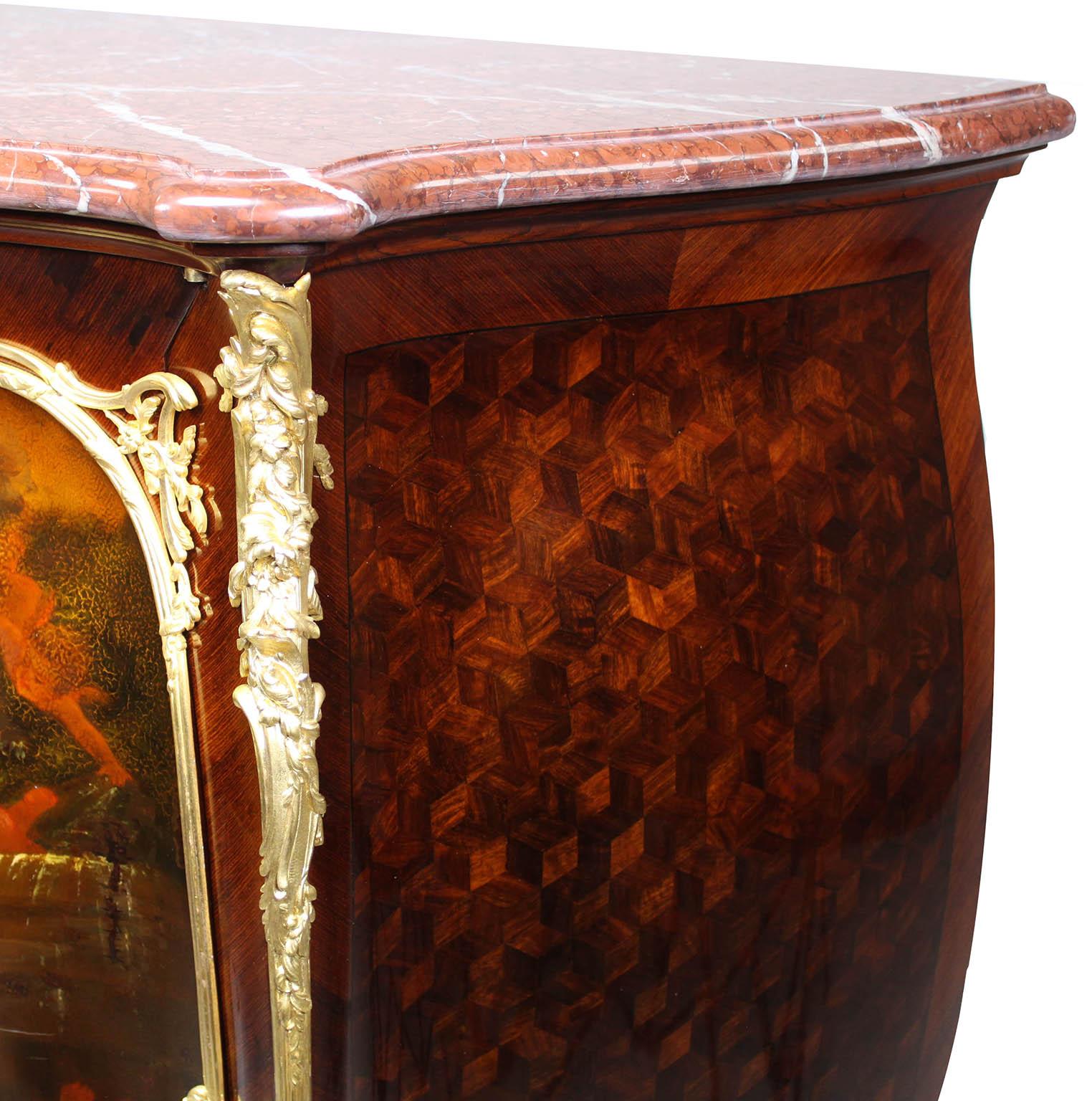 French 19th C. Louis XV Style Ormolu-Mounted Vernis Martin Cabinet by F. Linke For Sale 1