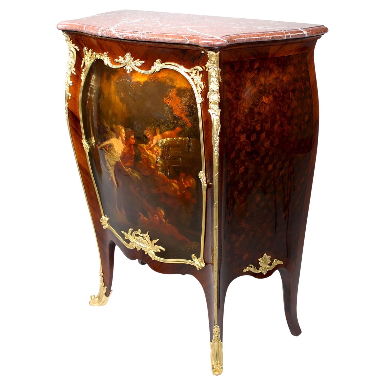 French 19th C. Louis XV Style Ormolu-Mounted Vernis Martin Cabinet by F. Linke For Sale