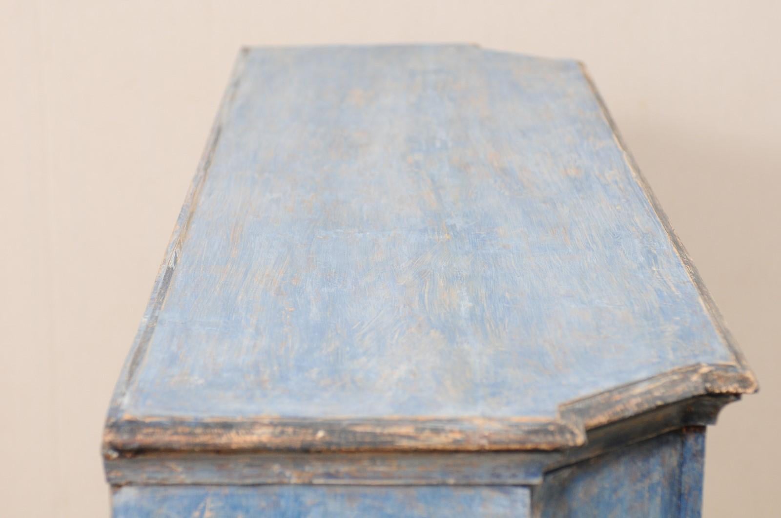 French 19th Century Painted Wood Sideboard Cabinet in Blue with Charcoal Accents 4