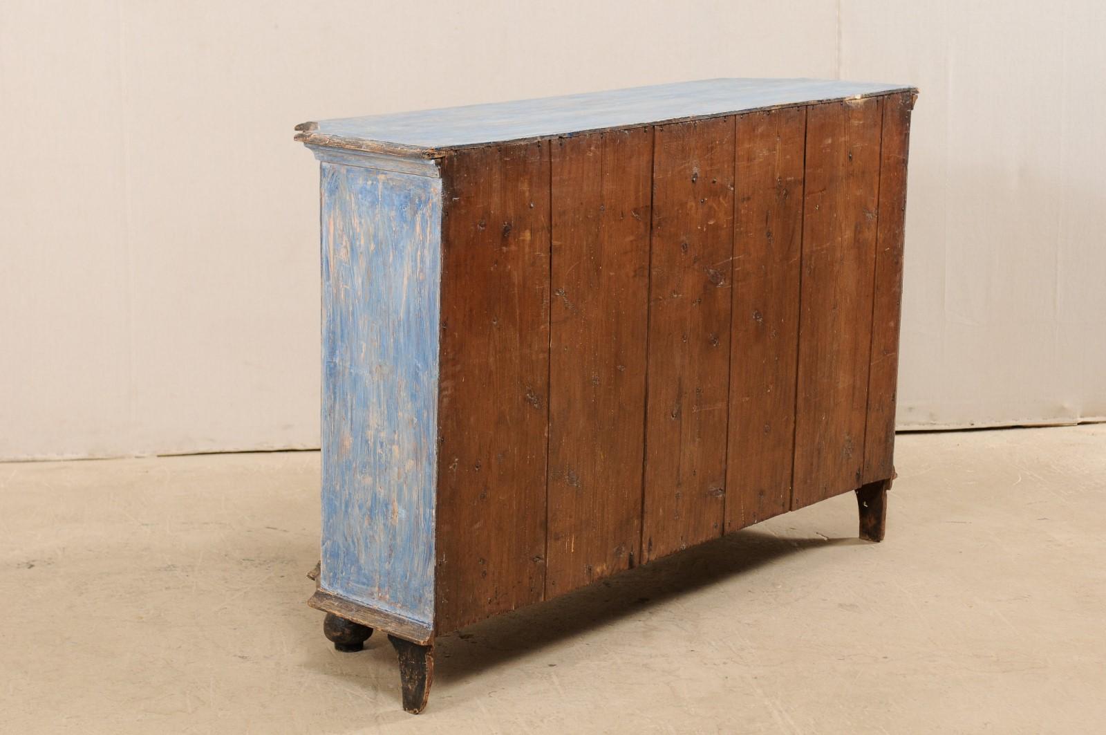 French 19th Century Painted Wood Sideboard Cabinet in Blue with Charcoal Accents 5