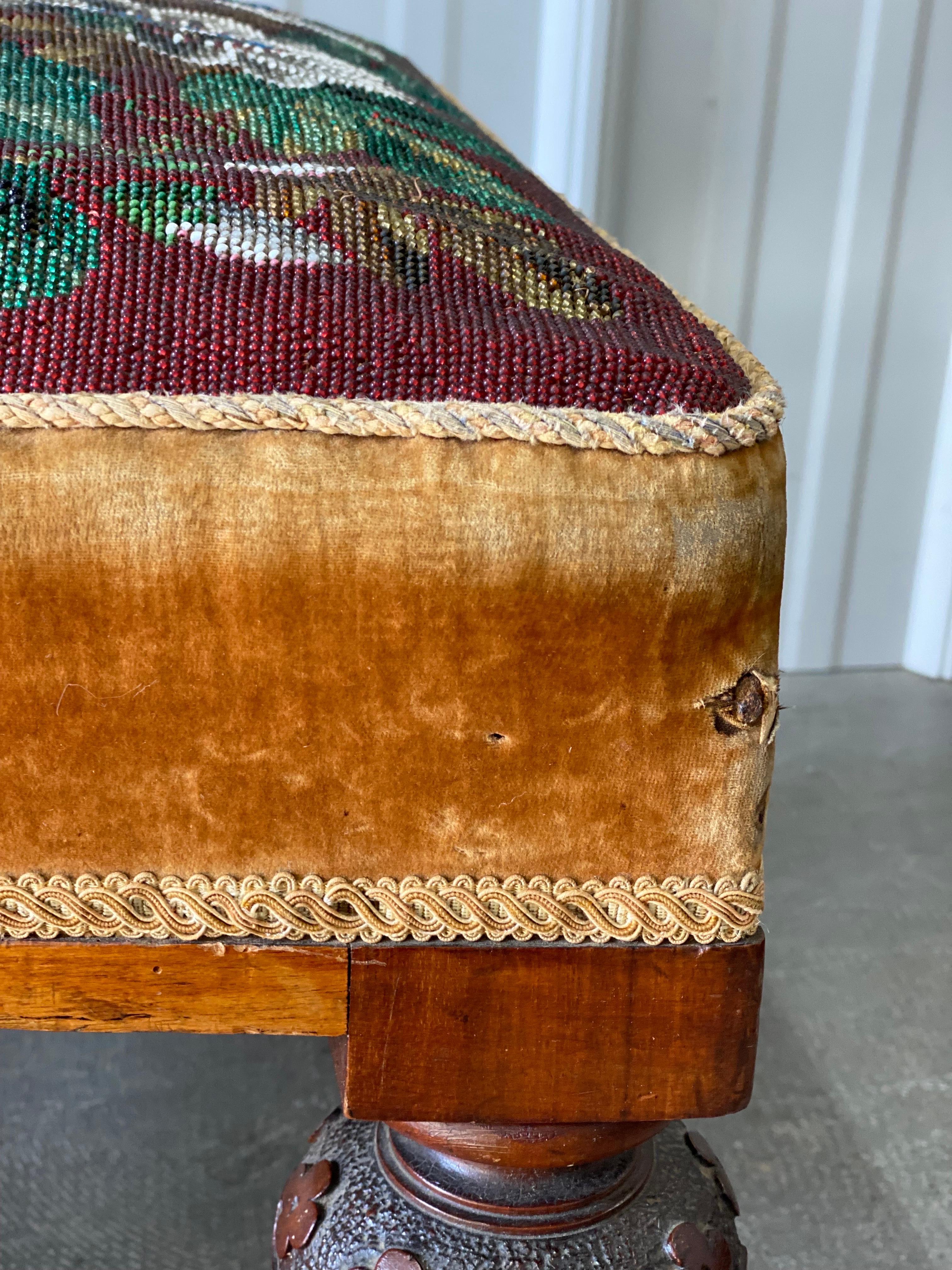 A French 19th C. Prie Dieu with Embroidered Beaded Upholstery  9