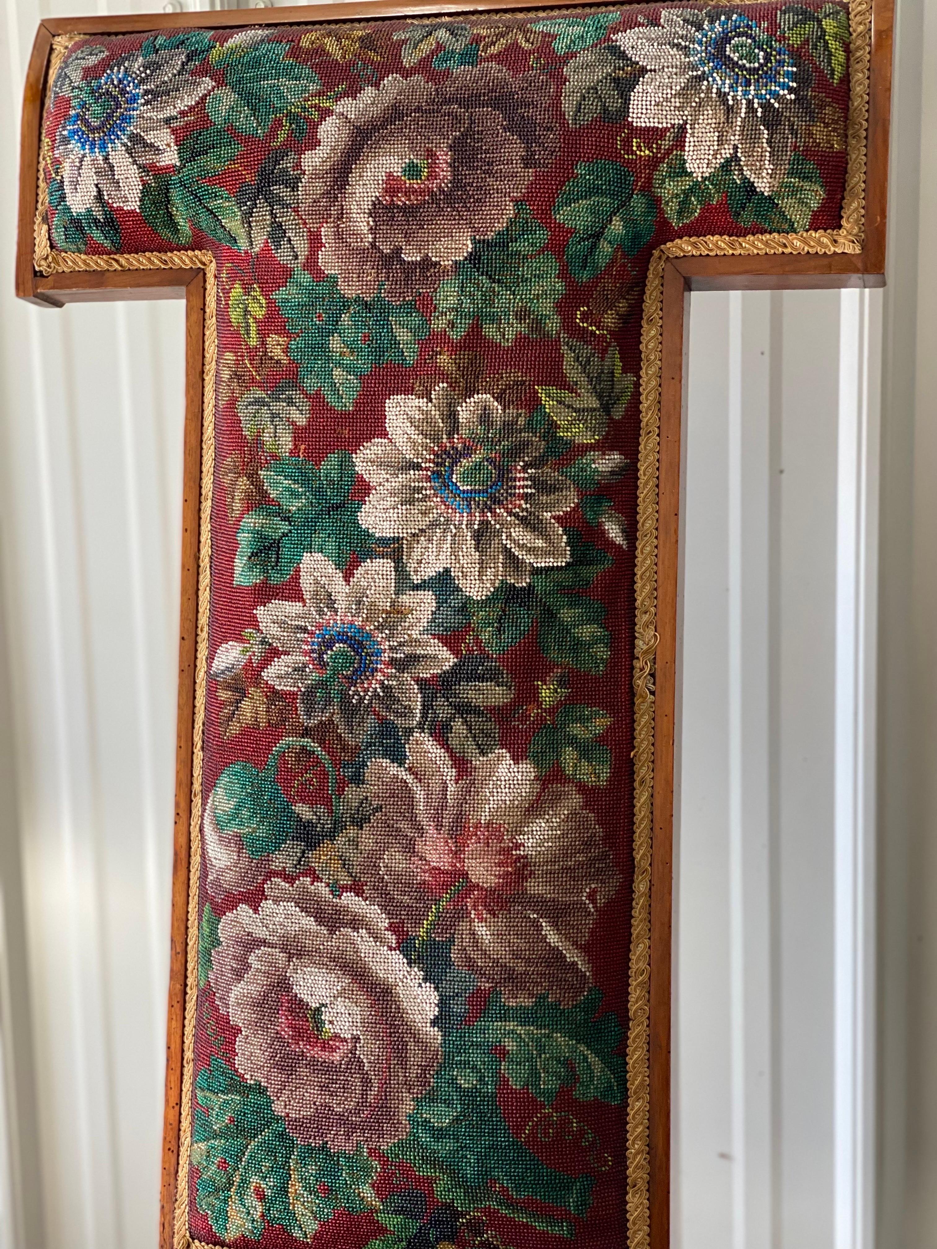 A French 19th C. Prie Dieu with Embroidered Beaded Upholstery  13