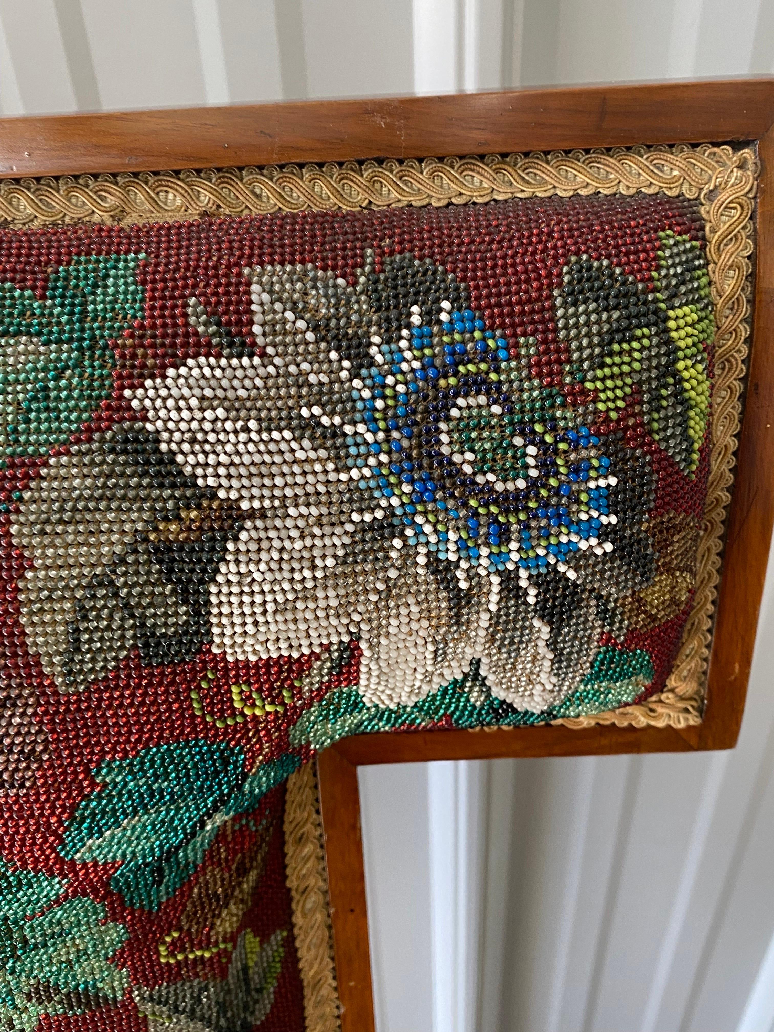 Wood A French 19th C. Prie Dieu with Embroidered Beaded Upholstery 