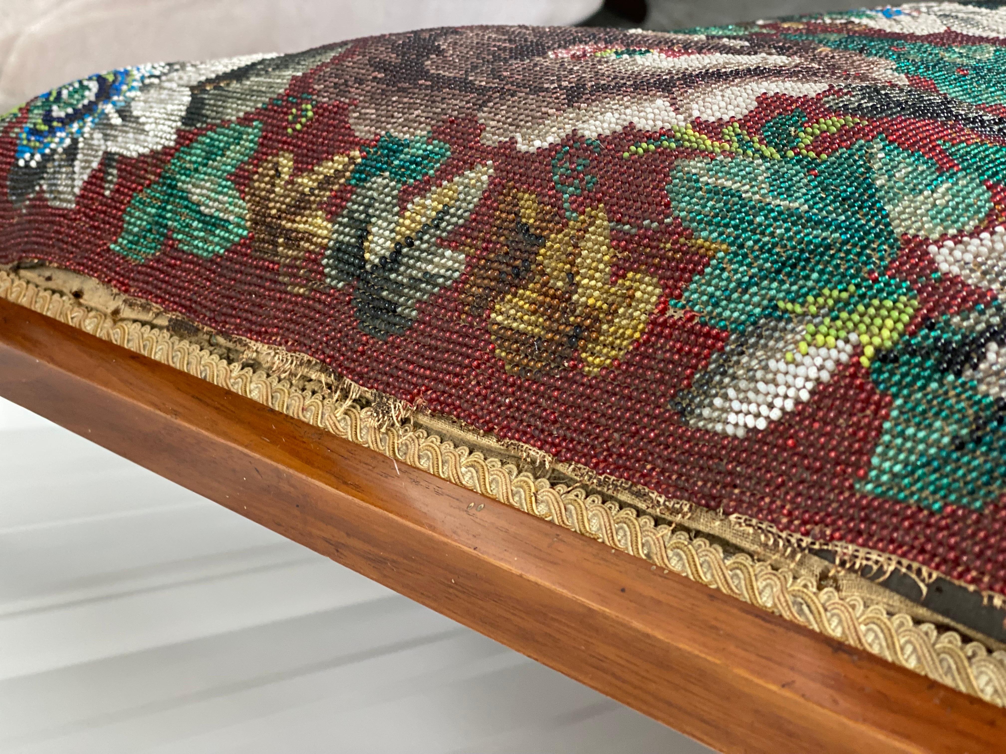 A French 19th C. Prie Dieu with Embroidered Beaded Upholstery 2