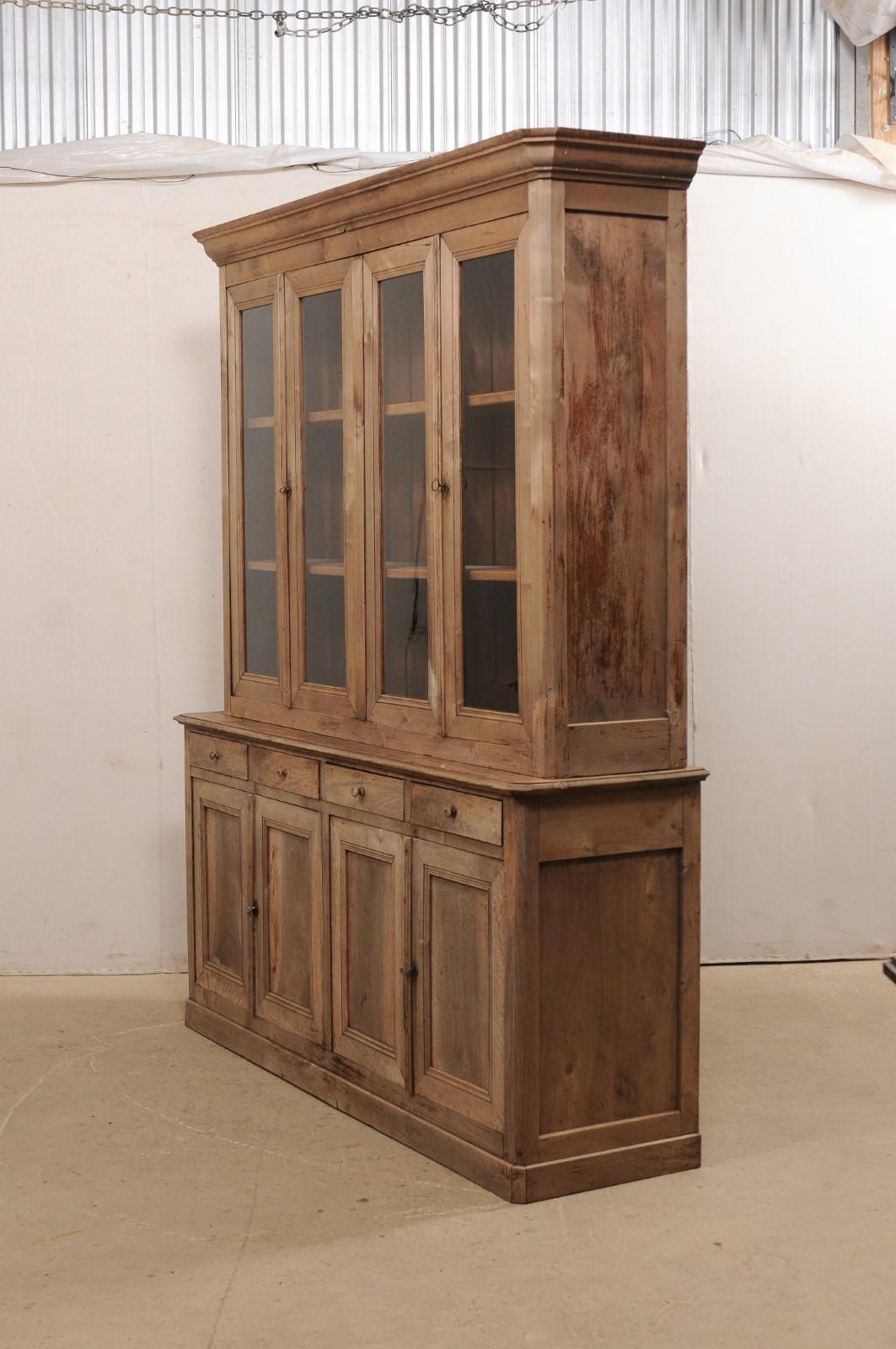 French 19th Century Tall Cabinet w/ Glass Display Top over Closed Storage Below 7