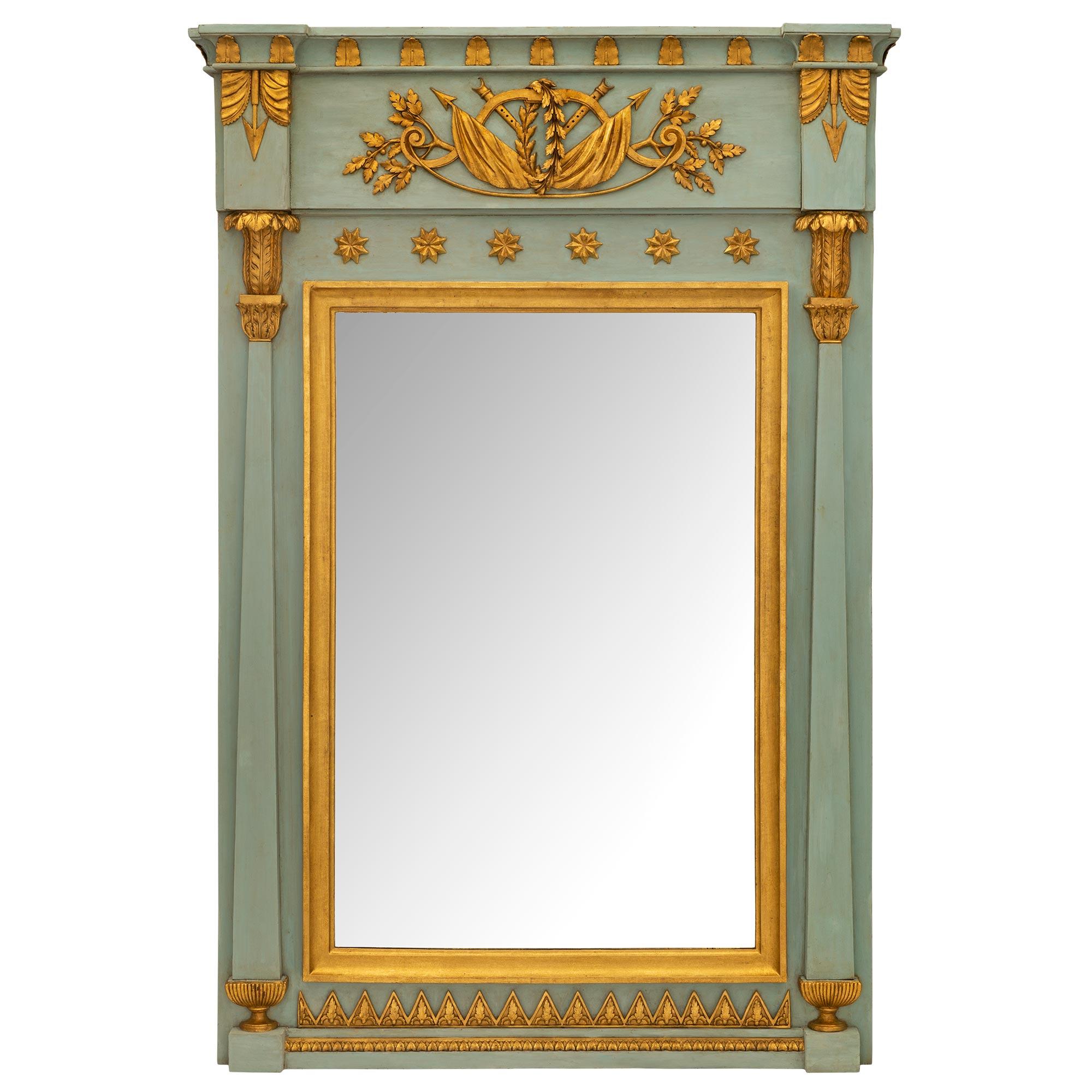 Miroir français du 19ème siècle d'époque 1er Empire en bois patiné et doré, vers 1805 en vente 4