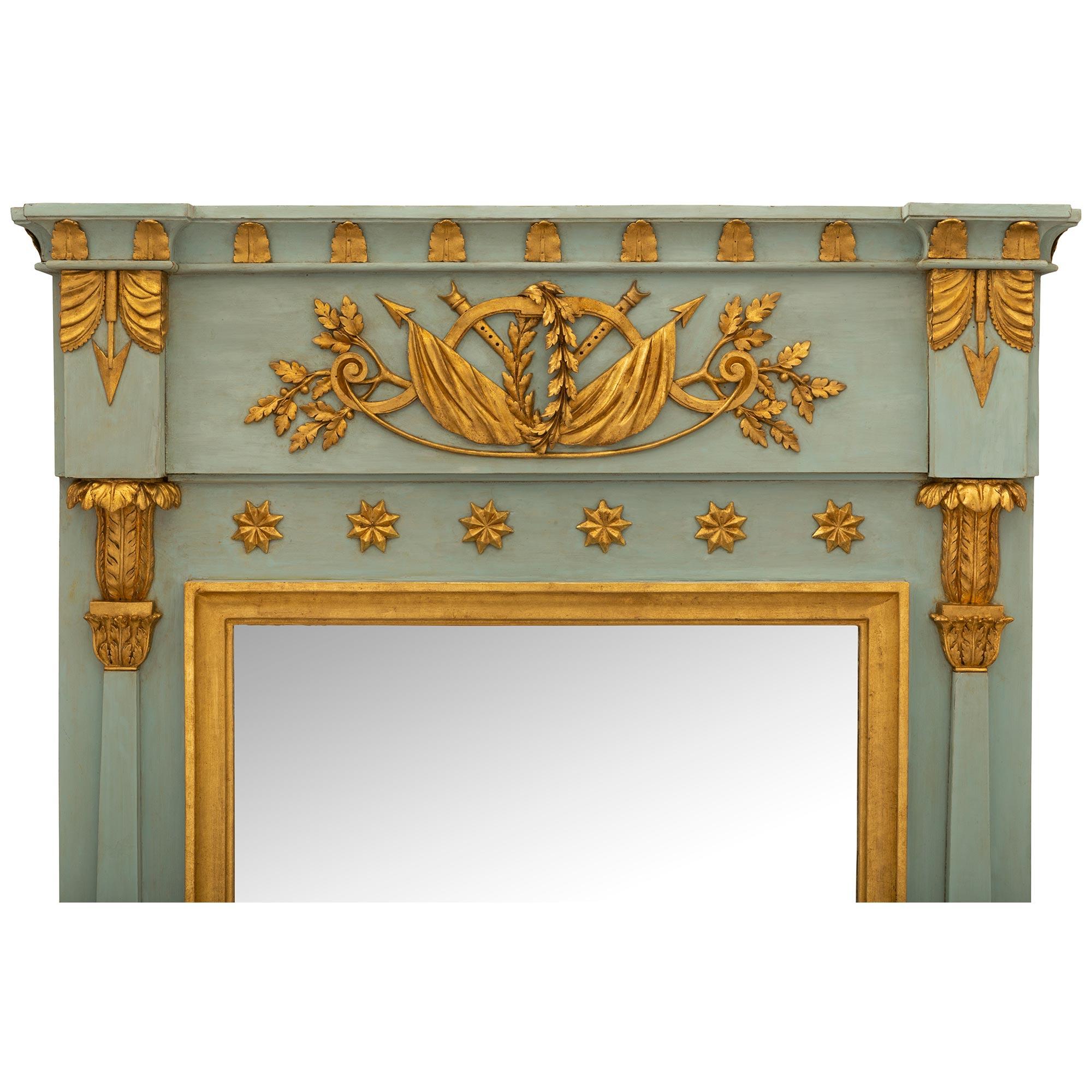 French 19th Century 1st Empire Period Patinated and Giltwood Mirror, Circa 1805 In Good Condition For Sale In West Palm Beach, FL