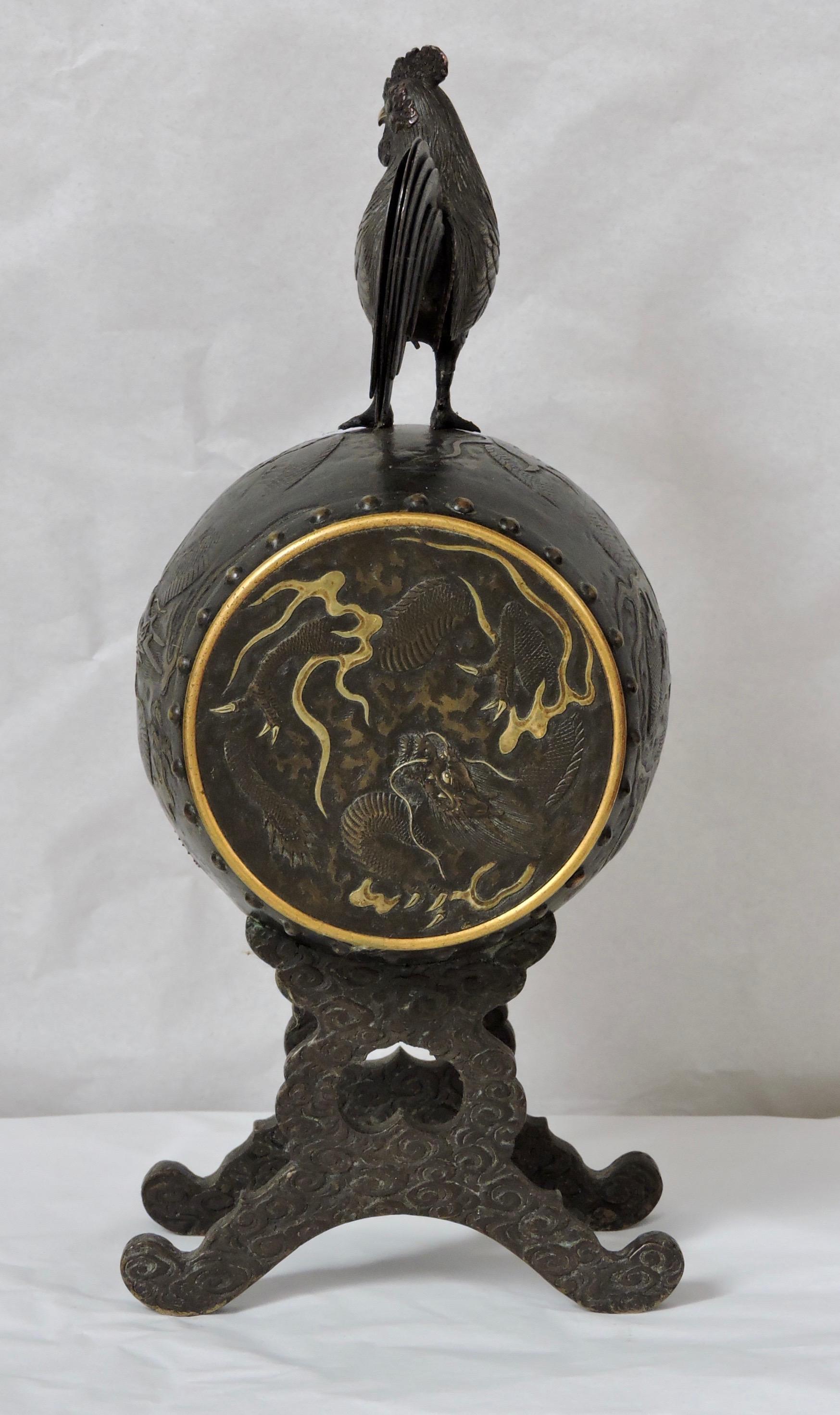 French 19th Century Aesthetic Movement Chinoiserie Timepiece by Susse Frères For Sale 4
