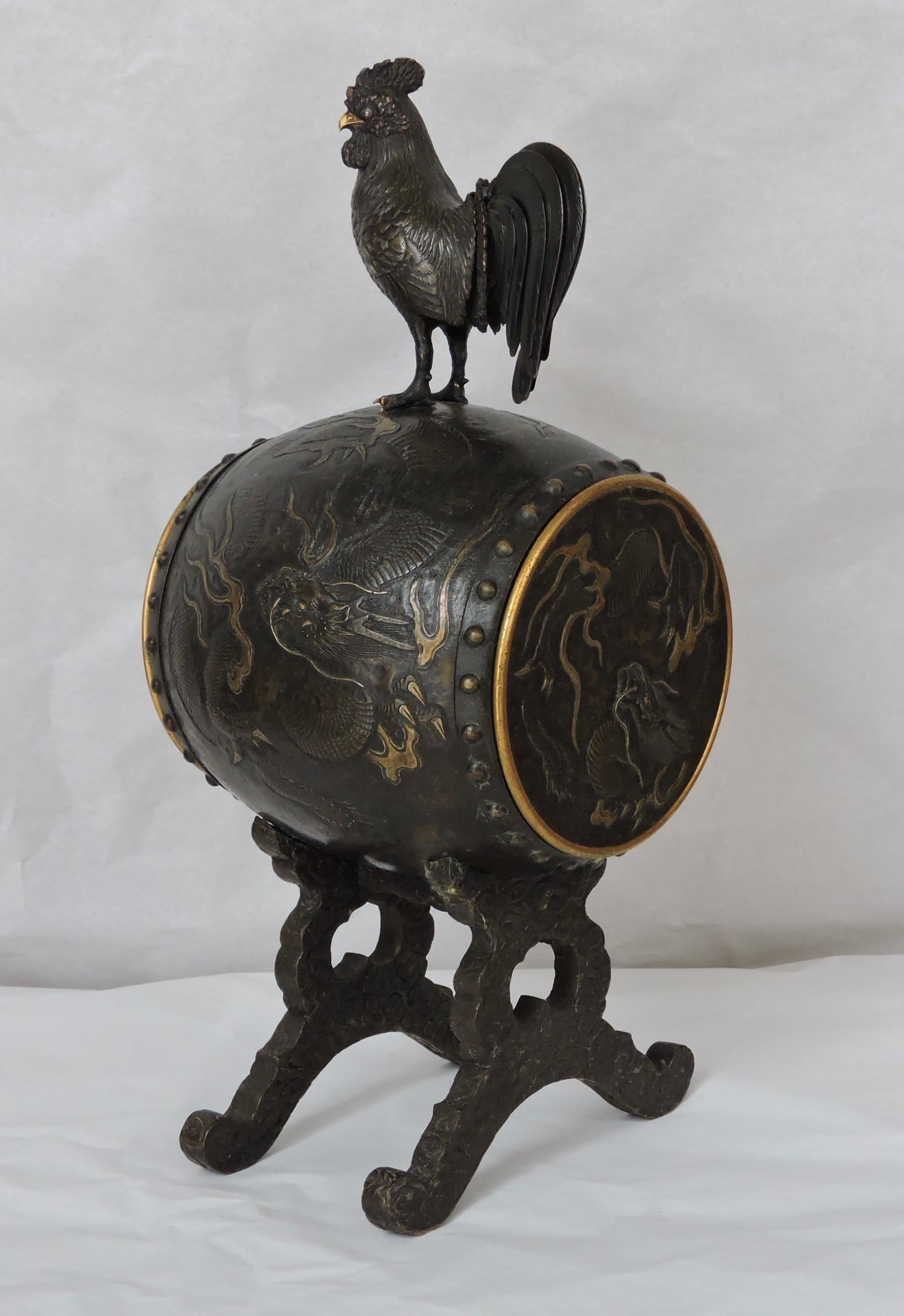 French 19th Century Aesthetic Movement Chinoiserie Timepiece by Susse Frères For Sale 3