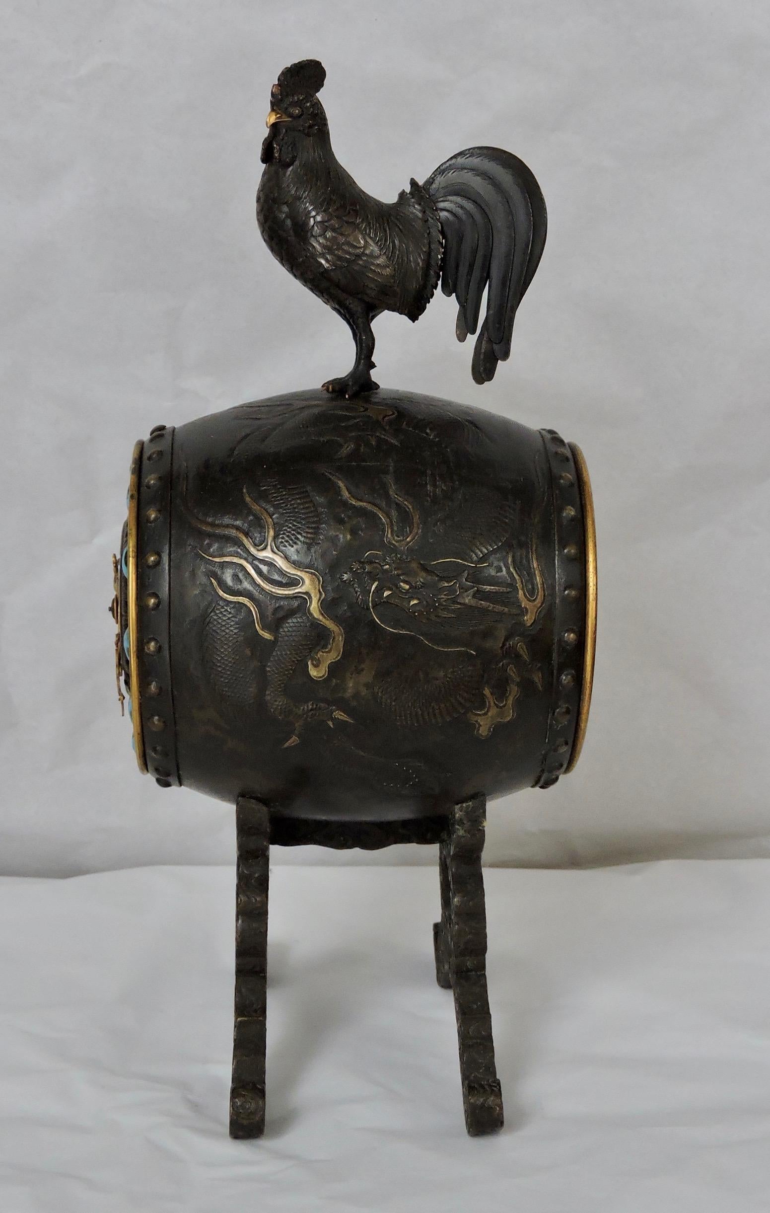 French 19th Century Aesthetic Movement Chinoiserie Timepiece by Susse Frères For Sale 2