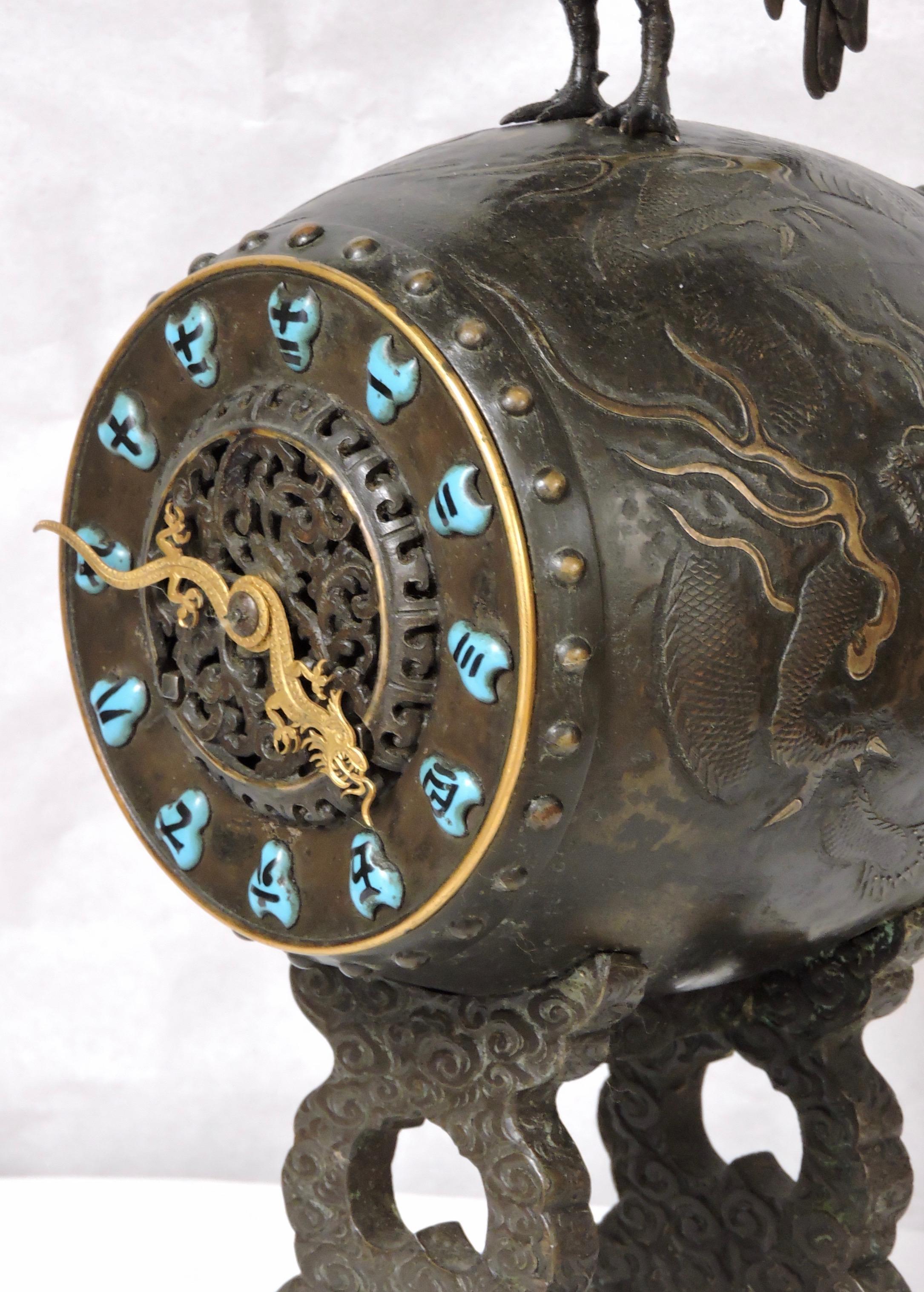French 19th Century Aesthetic Movement Chinoiserie Timepiece by Susse Frères In Good Condition For Sale In Saint-Ouen, FR