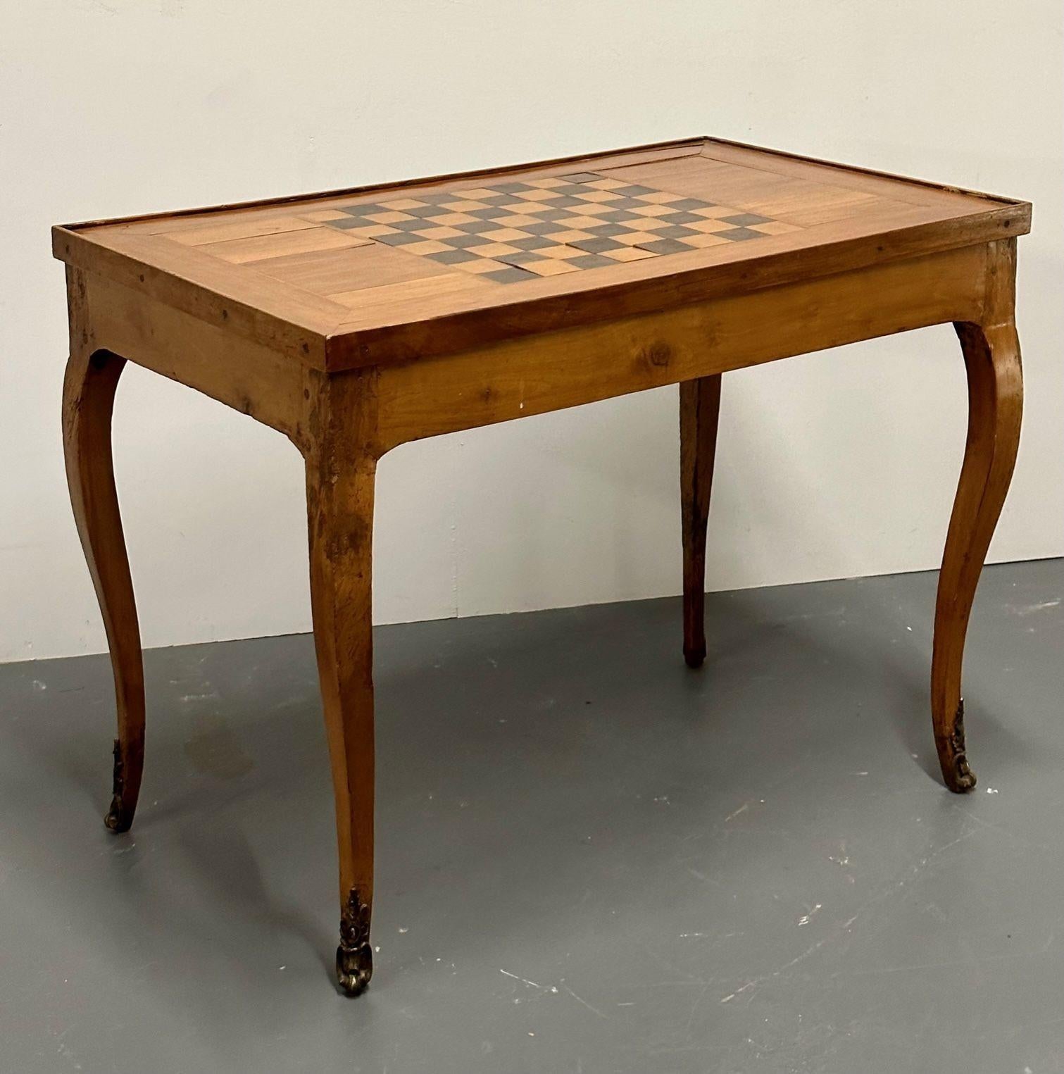 Antiker Backgammon-Tisch, grüne Lederplatte, Bronze, Frankreich, 1840er Jahre im Angebot 4