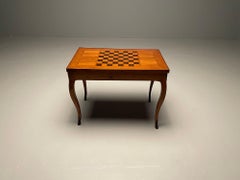 Table de backgammon ancienne, plateau en cuir vert, bronze, France, années 1840