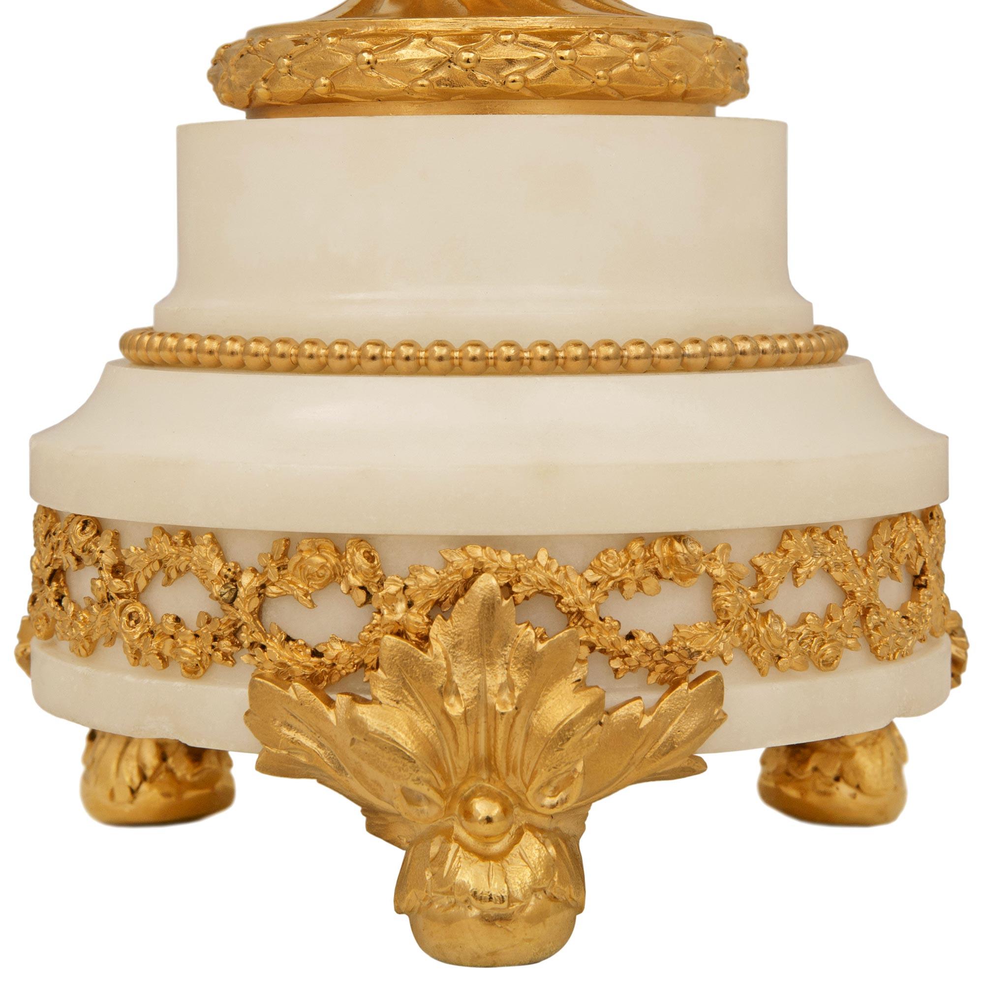 A French 19th century Belle Epoque Period marble and Ormolu clock garniture set For Sale 3