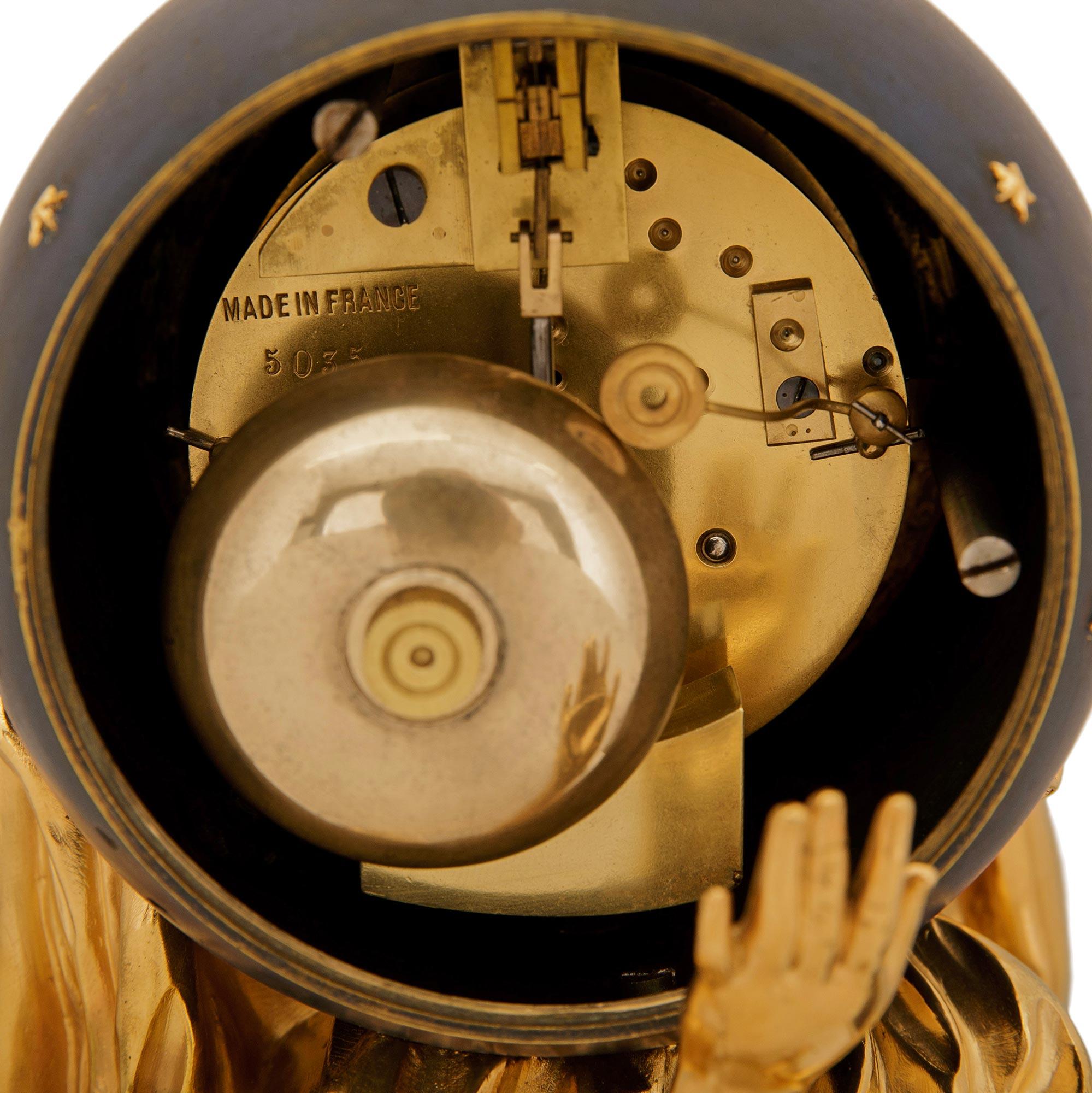 A French 19th century Belle Epoque Period marble and Ormolu clock garniture set For Sale 5