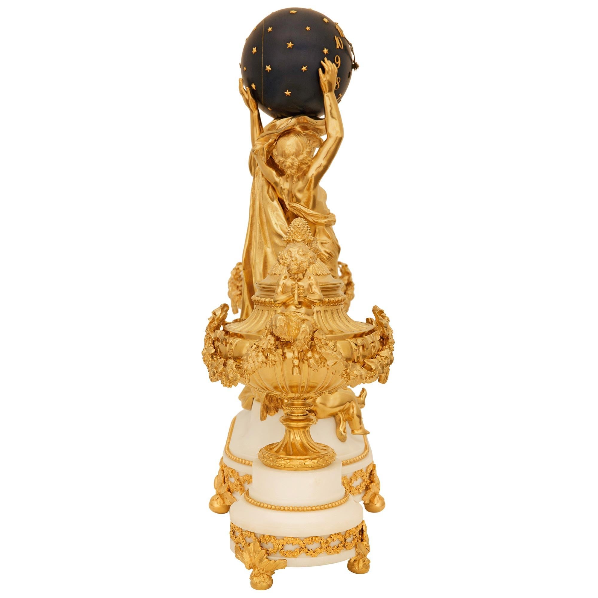Patinated A French 19th century Belle Epoque Period marble and Ormolu clock garniture set For Sale