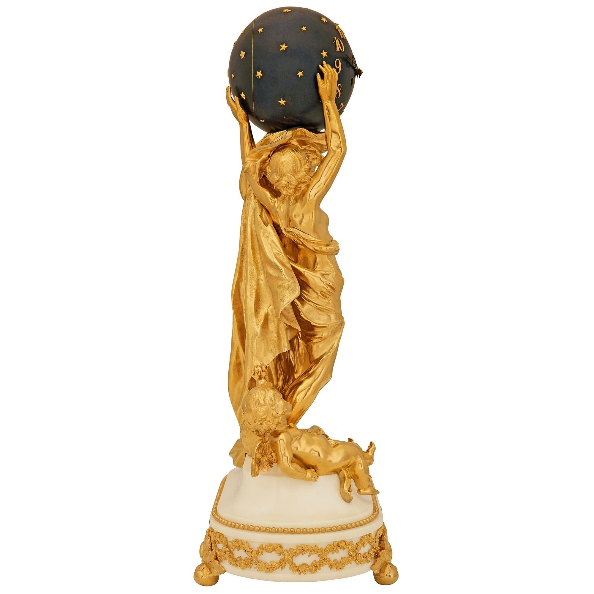 19th Century A French 19th century Belle Epoque Period marble and Ormolu clock garniture set For Sale
