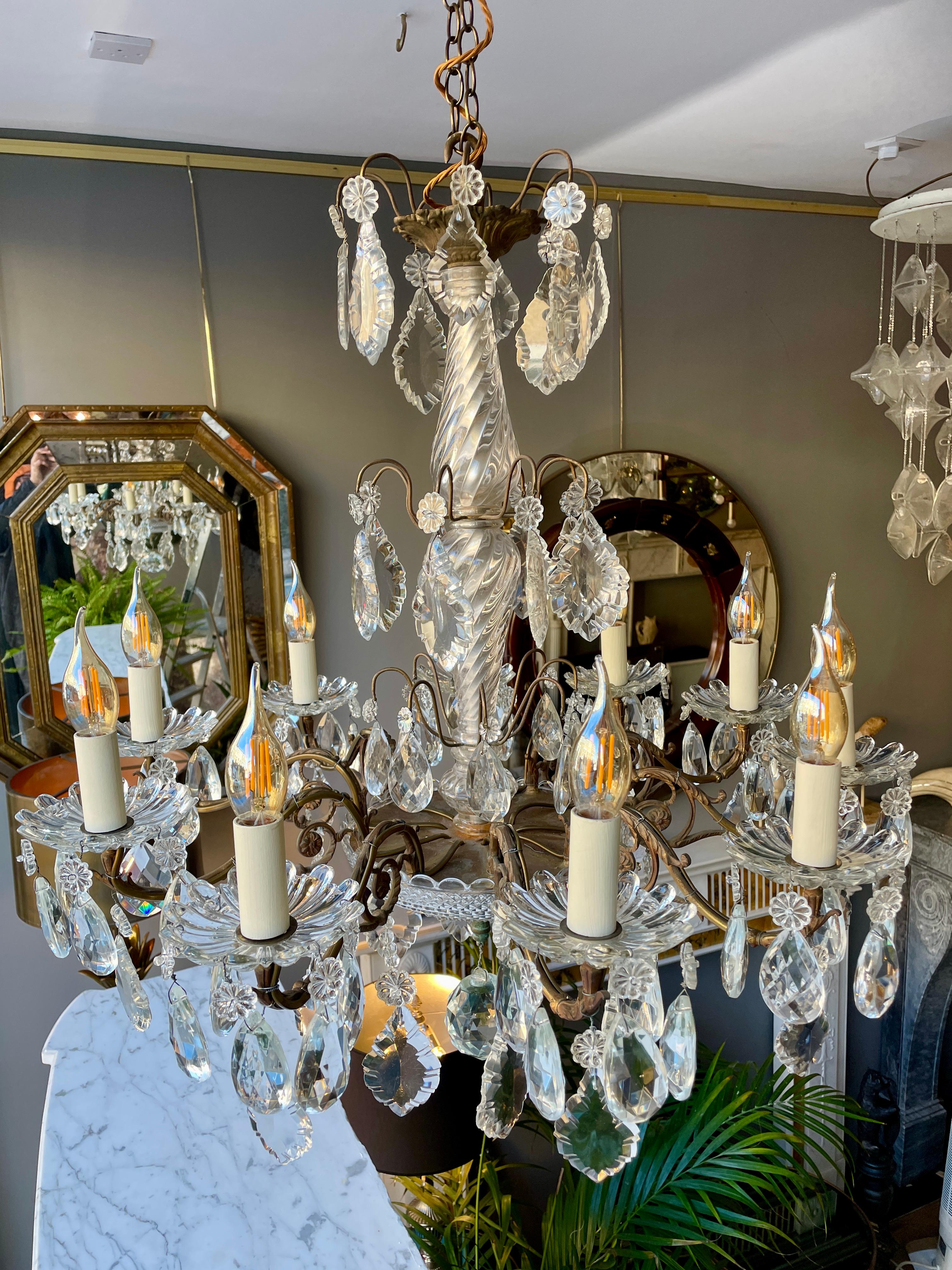 French 19th Century Bronze and Crystal Chandelier For Sale 7