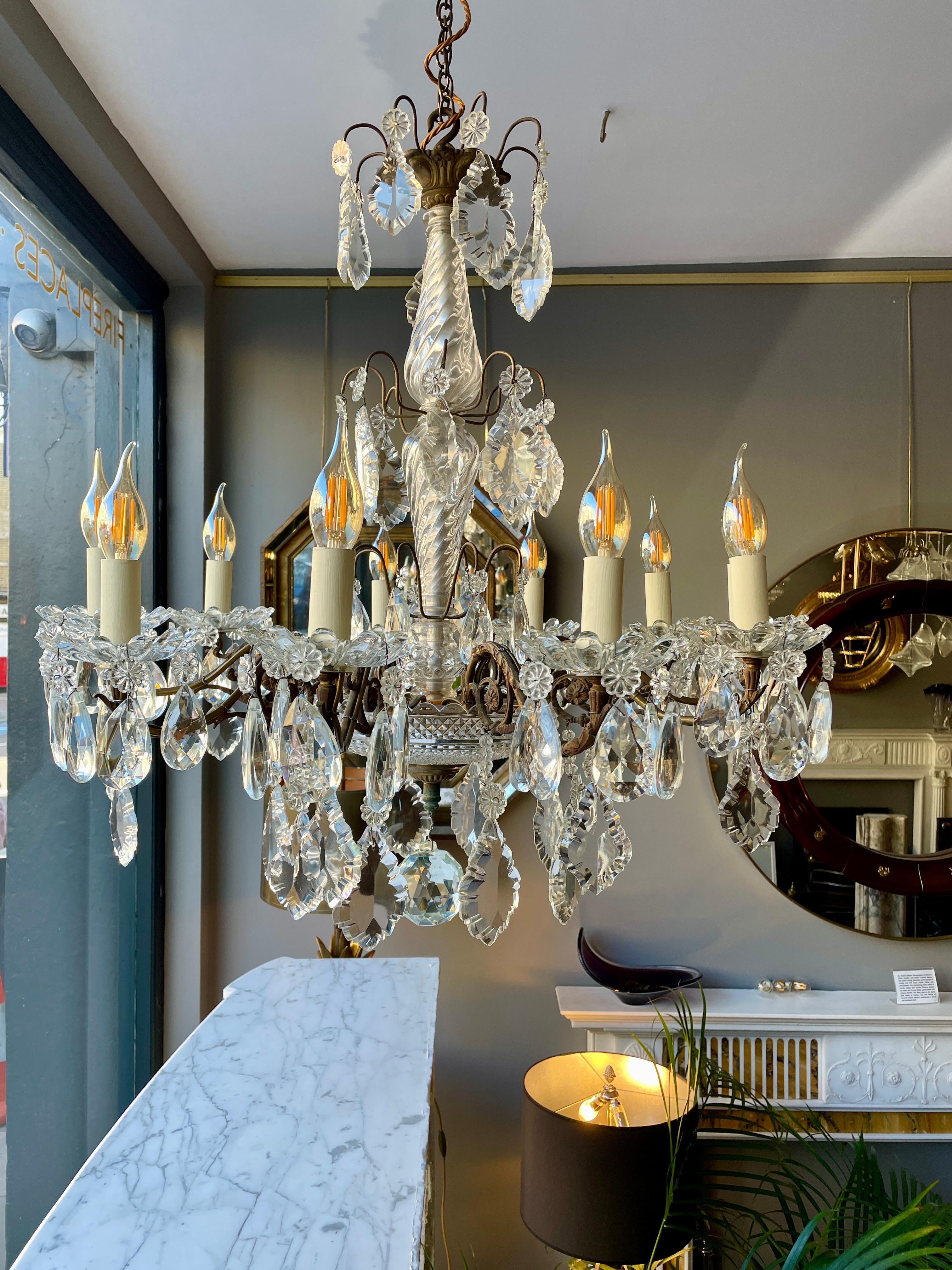 Louis XV French 19th Century Bronze and Crystal Chandelier For Sale