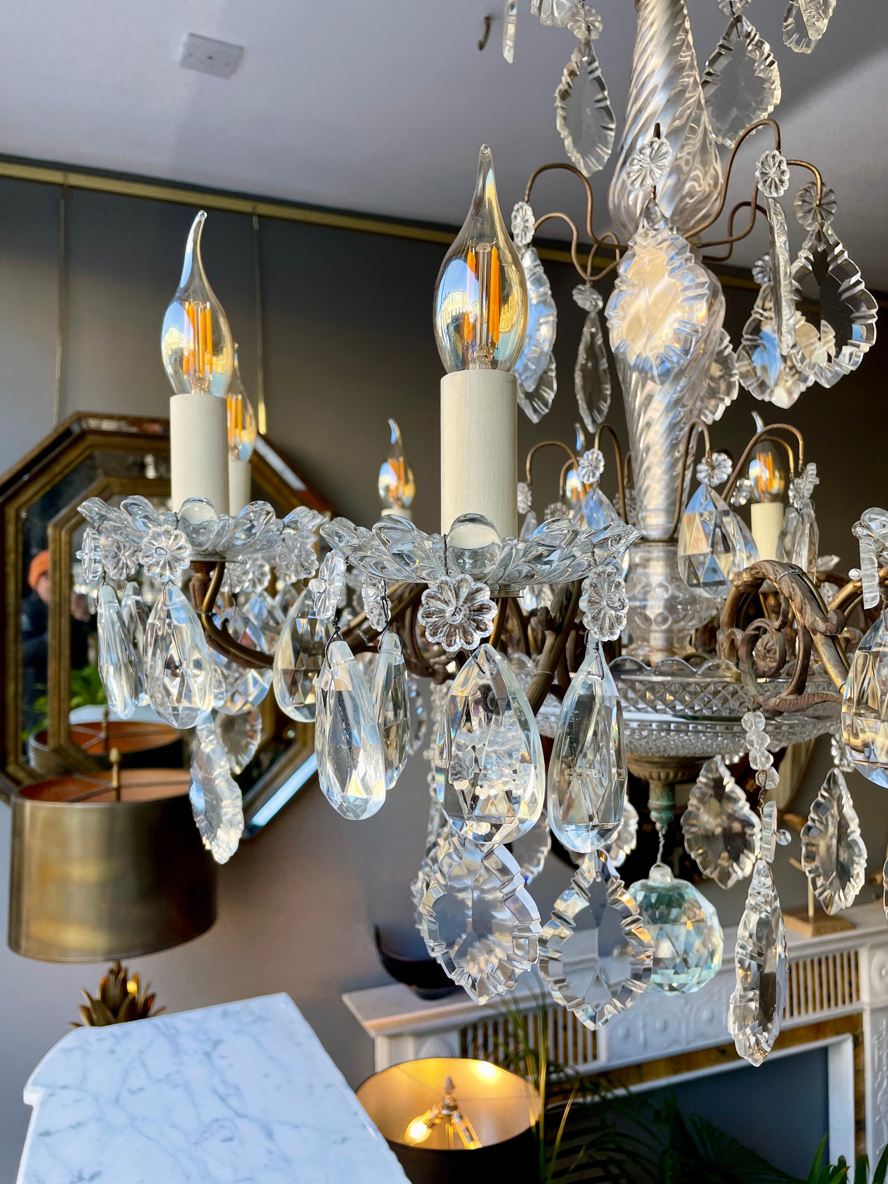 French 19th Century Bronze and Crystal Chandelier For Sale 2