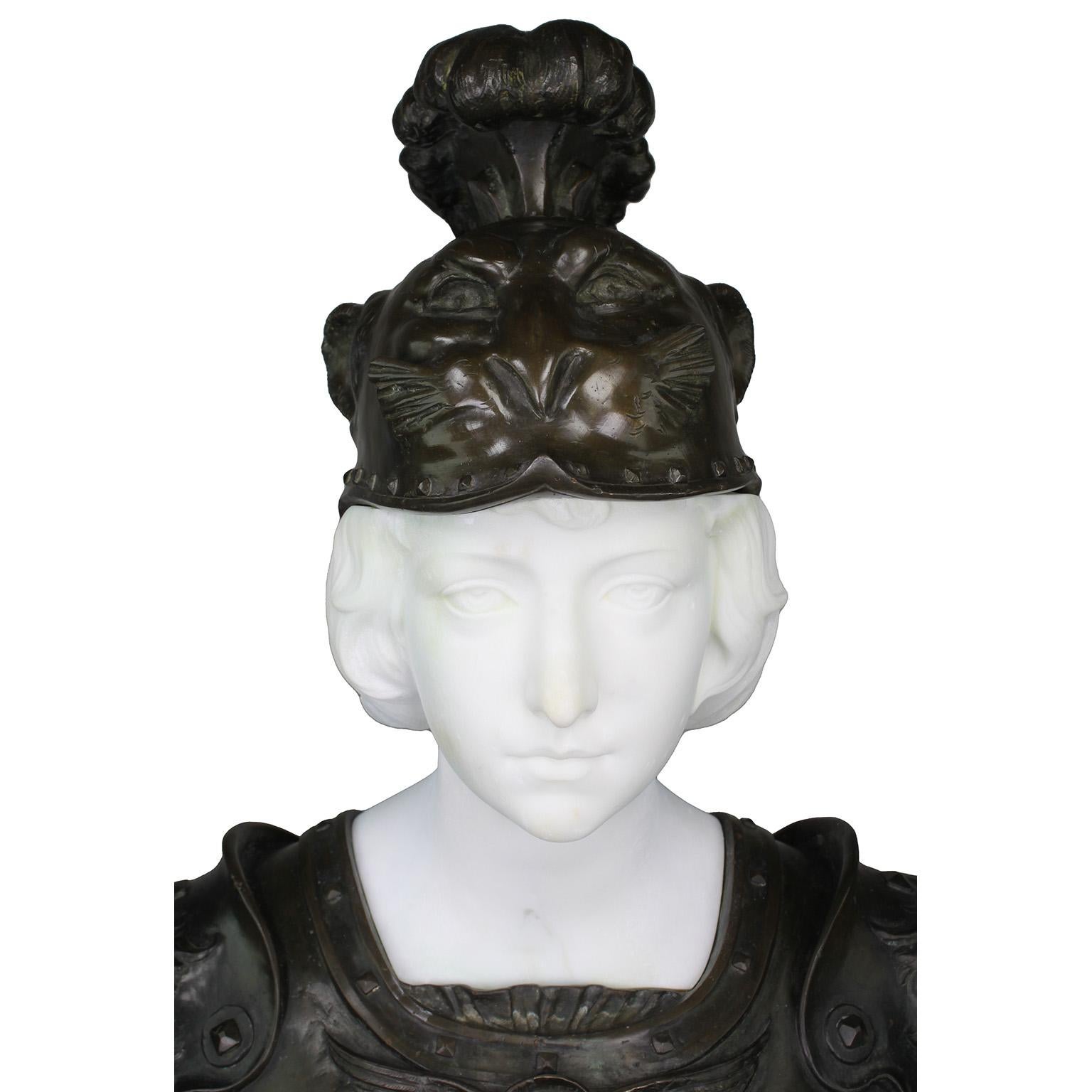 Busto di Marianna in armatura completa in bronzo e marmo bianco del XIX secolo francese in vendita 2